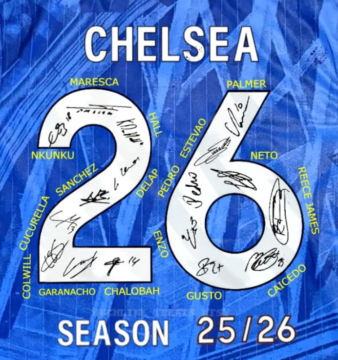 Chelsea FULL 2025 SIGNED Team Squad Signature Jersey/Shirt + COA 25/26