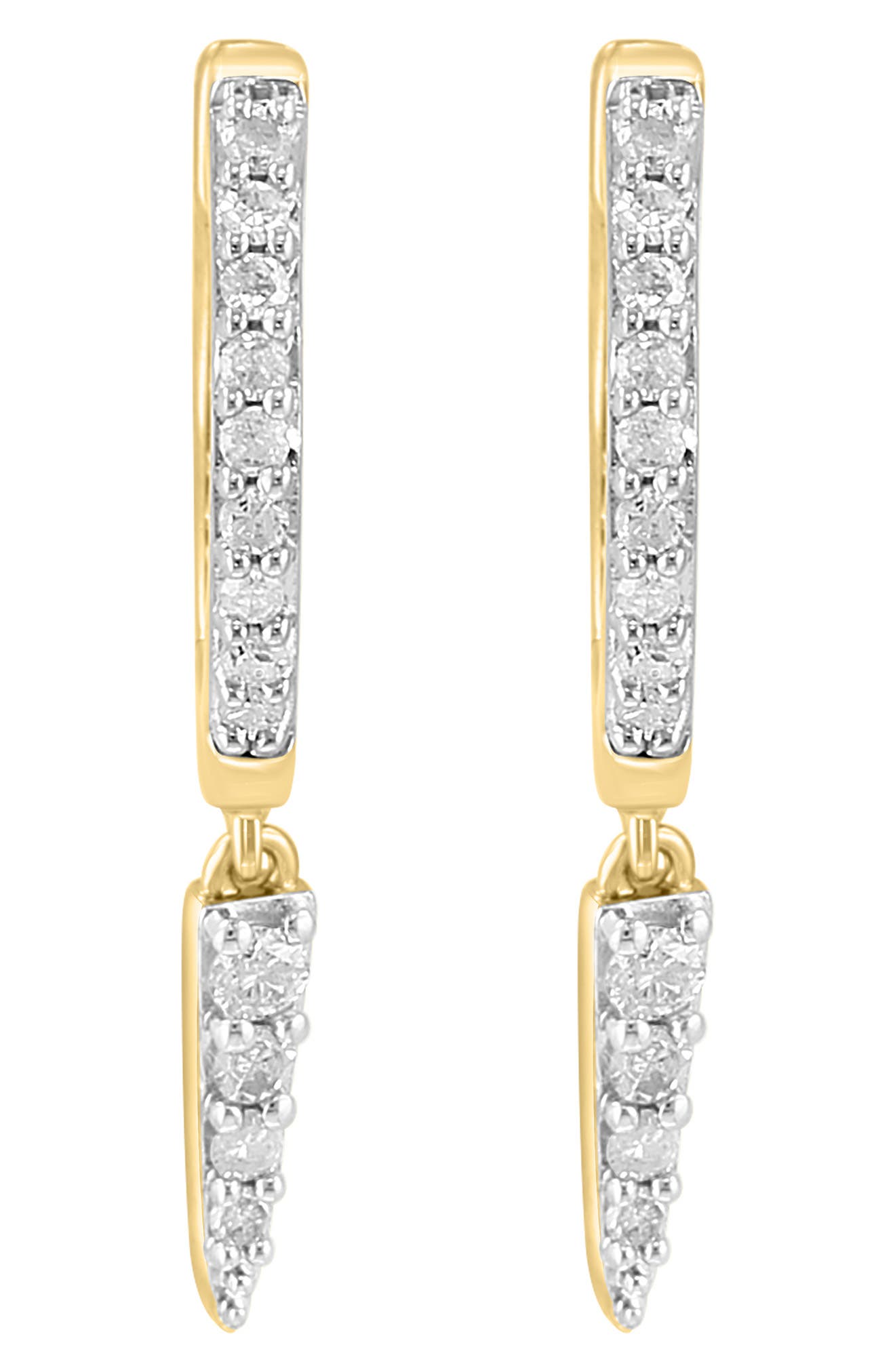 EFFY 14K Gold Plated Pavé Diamond Drop Huggie Hoop Earrings - 0.20ct.