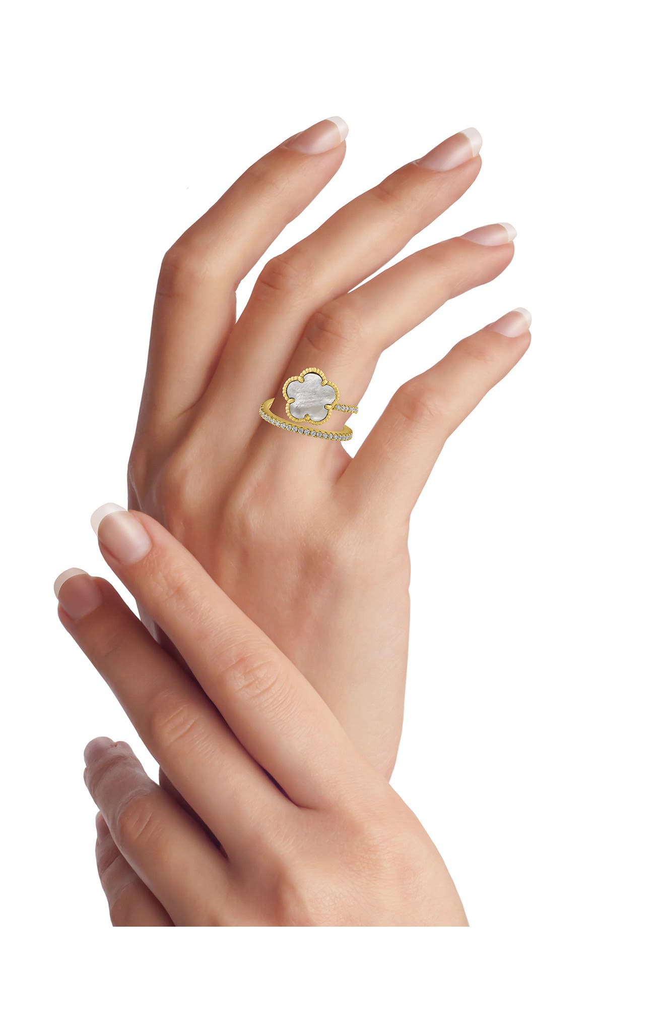 CZ by Kenneth Jay Lane CZ Pavé Clover Wrap Ring