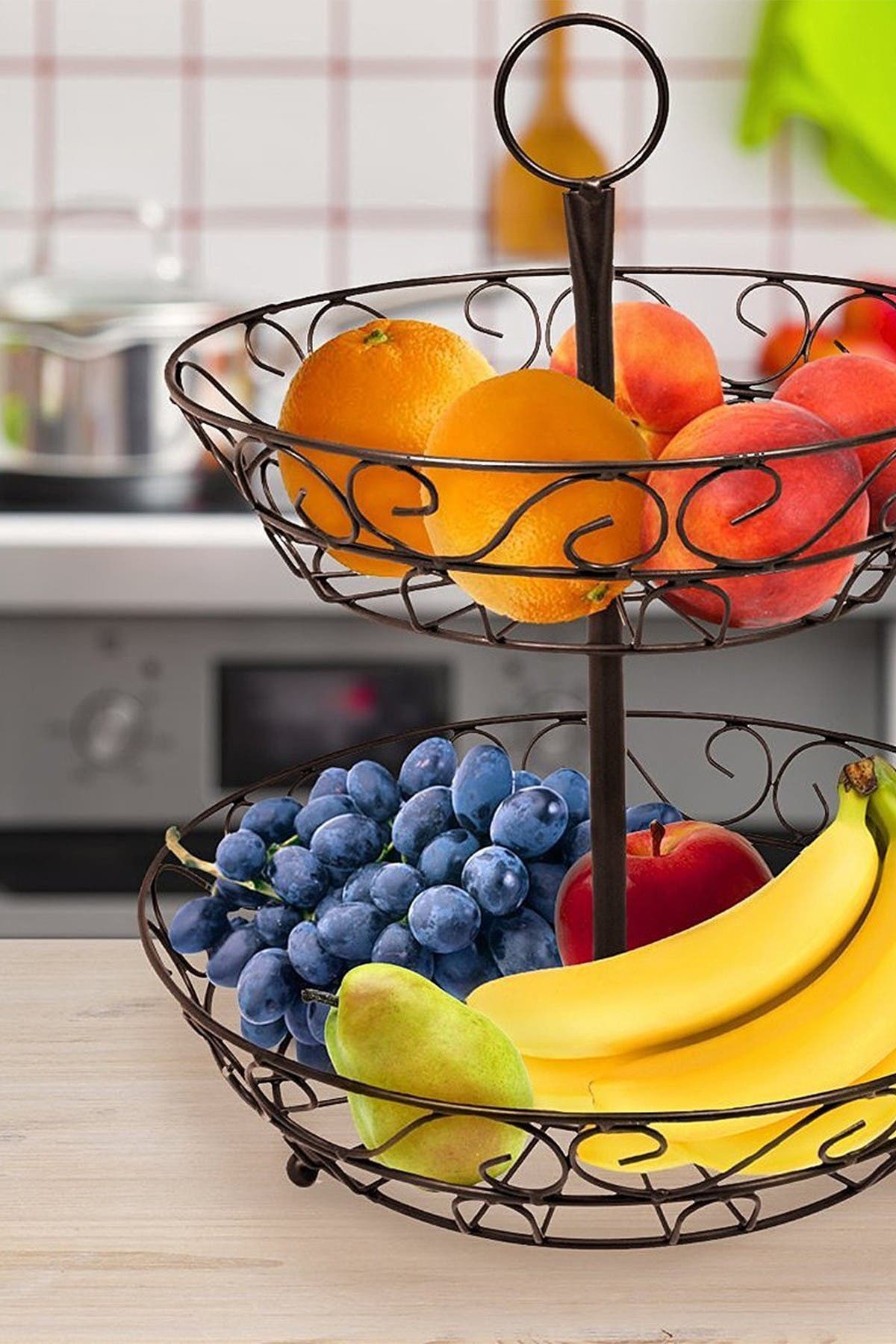 SORBUS Bronze 2-Tier Countertop Fruit Basket Holder & Decorative Bowl Stand