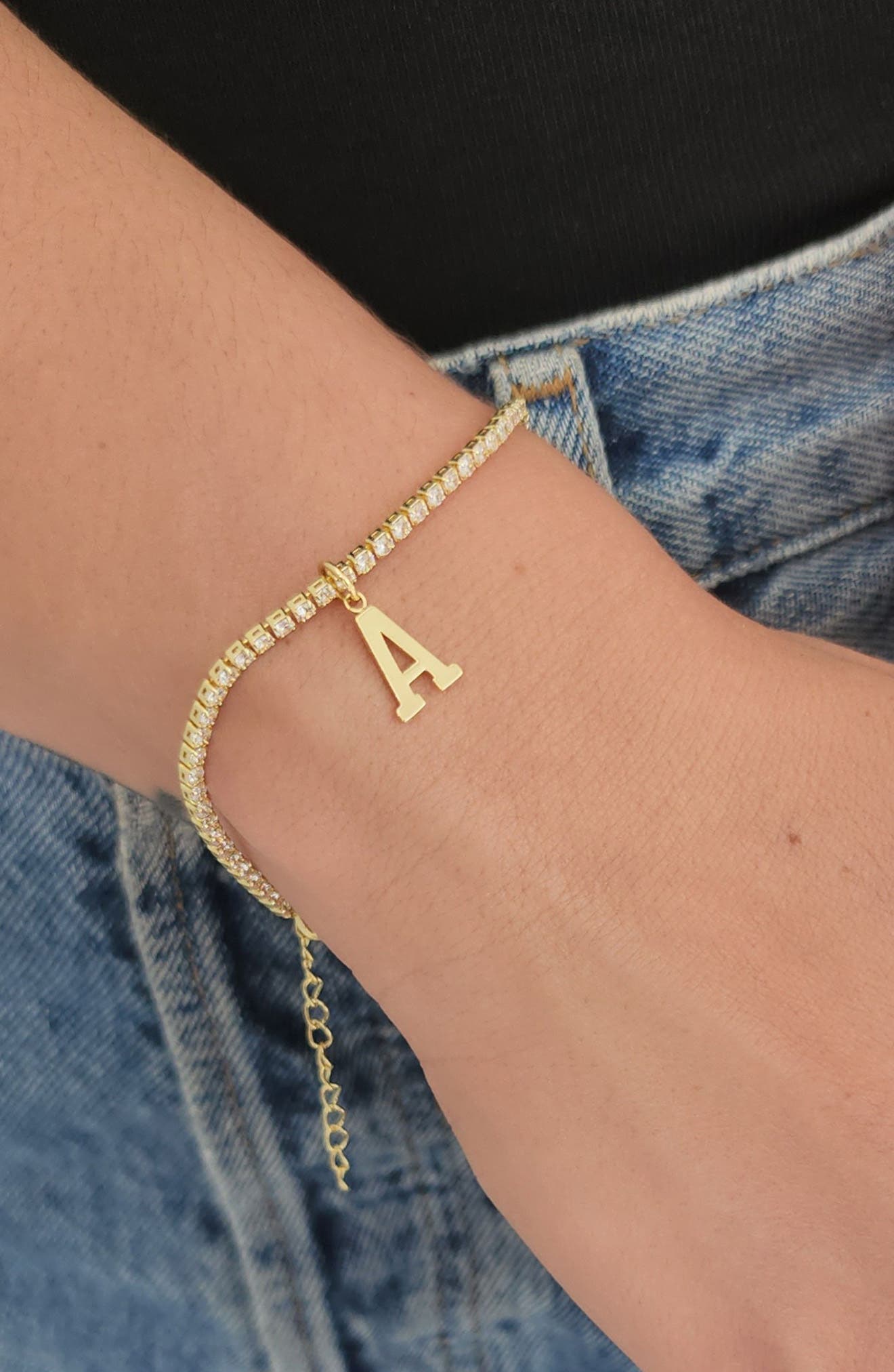 Adornia Initial Charm Tennis Bracelet