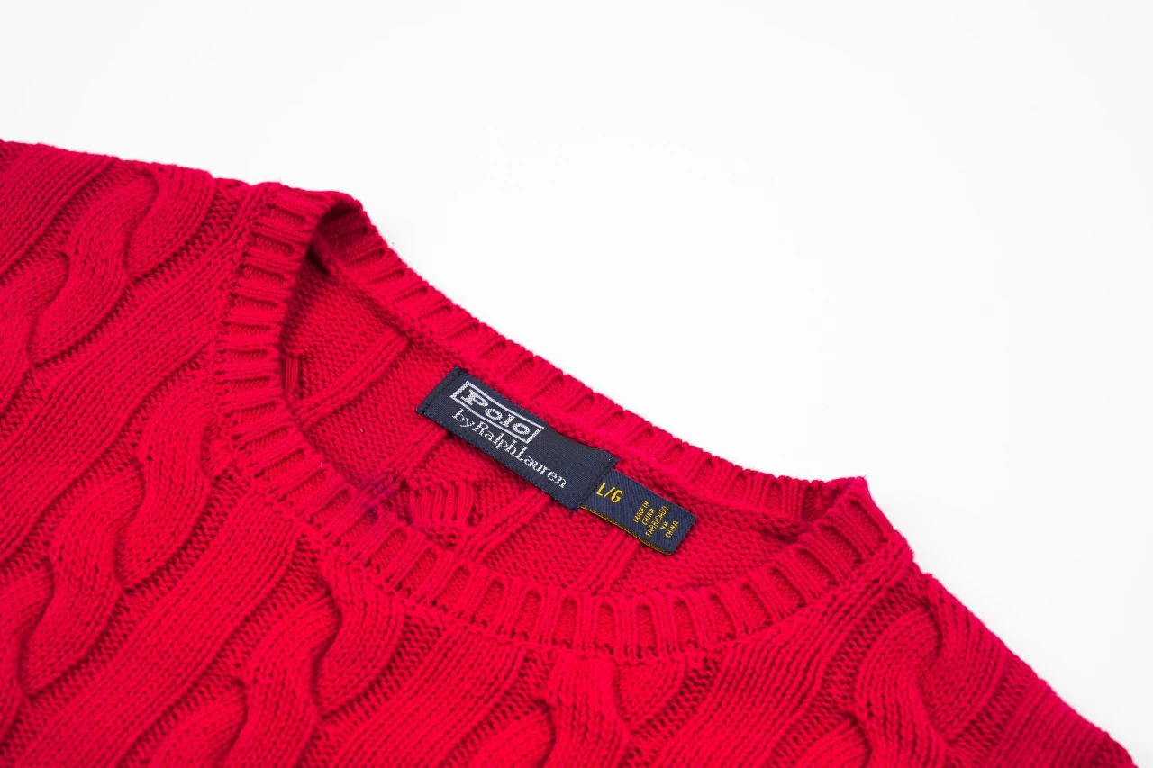 Ralph Lauren Red Pony Embroidered Cable Knit Crewneck Sweater product photo from LabelPicks