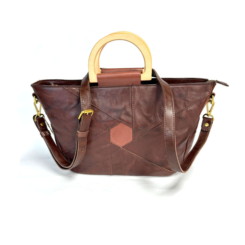 Burnt Orange Cognac Geometric Tote