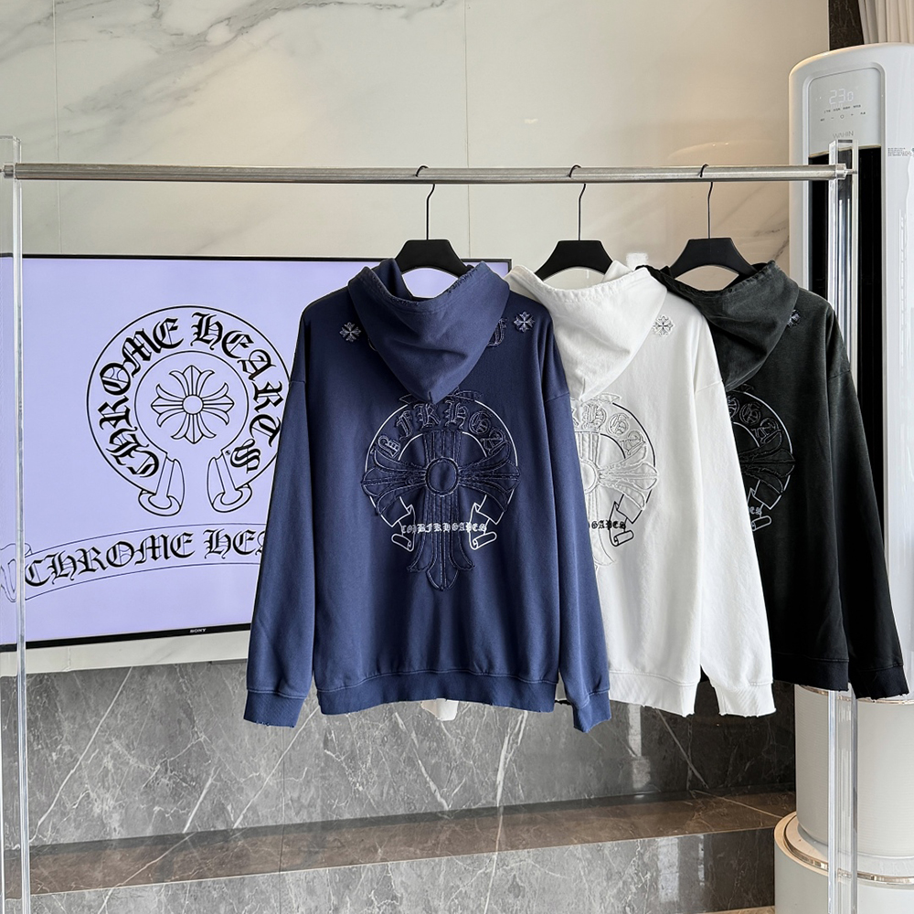 Applique Embroidery Print Long Sleeve Hoodies
