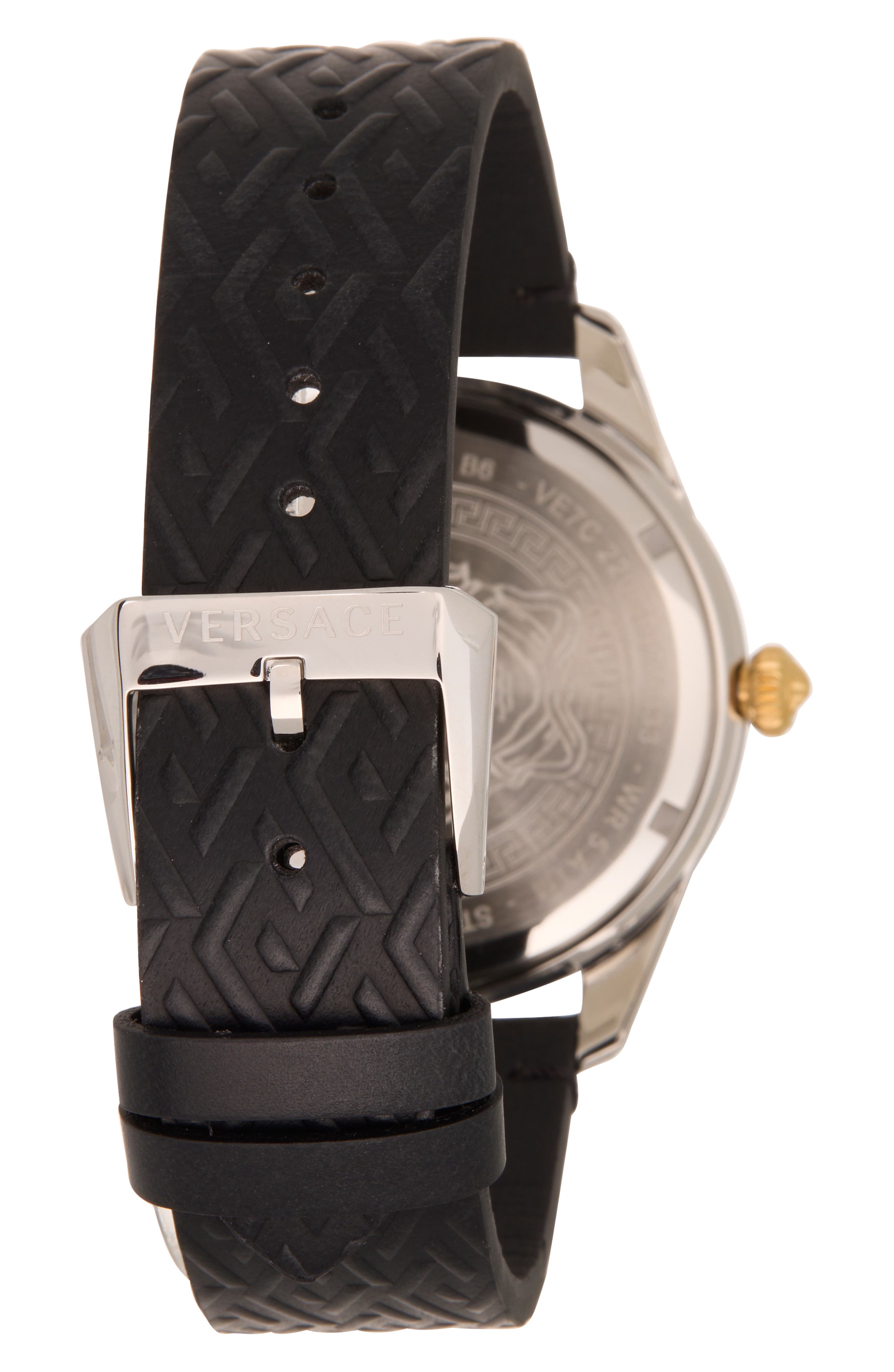 Versace Greca Time Leather Strap Watch, 41mm