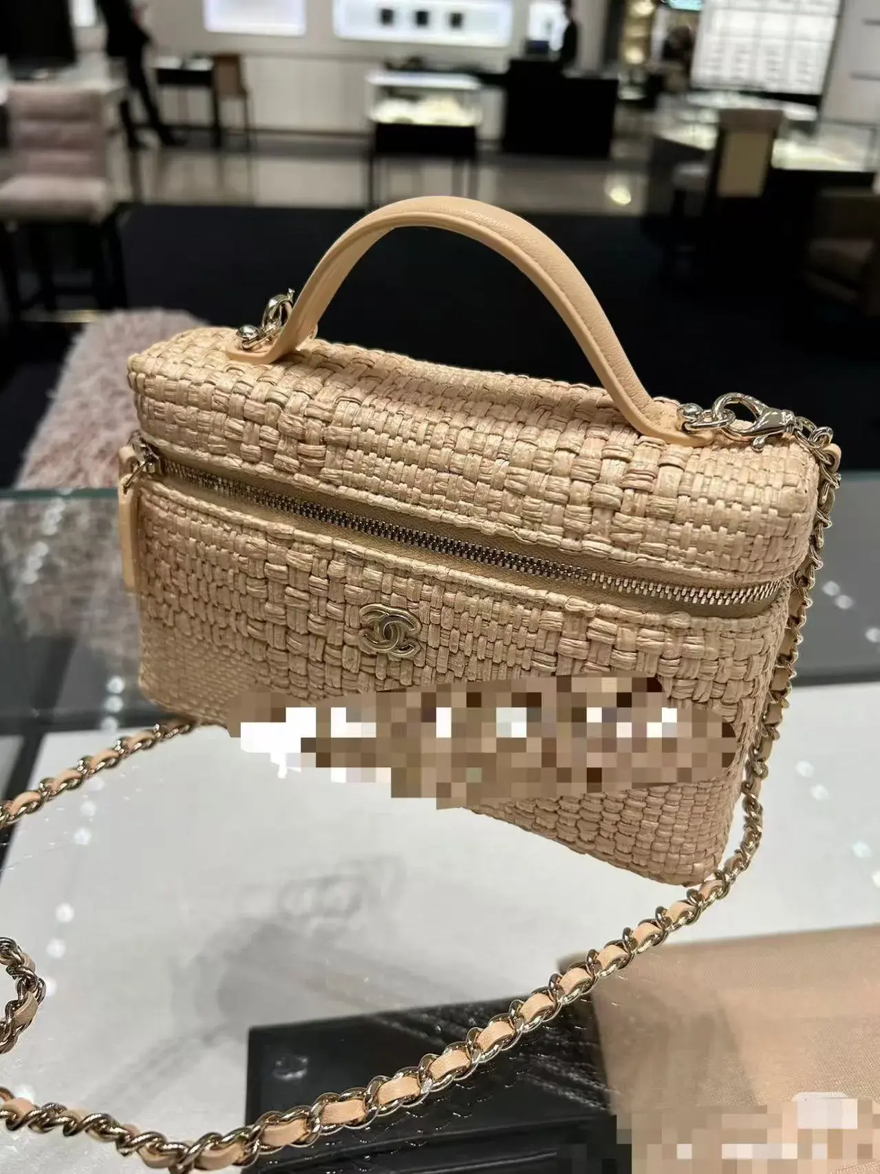 Chanel Beige Woven Leather Top Handle Bag product photo from LabelPicks