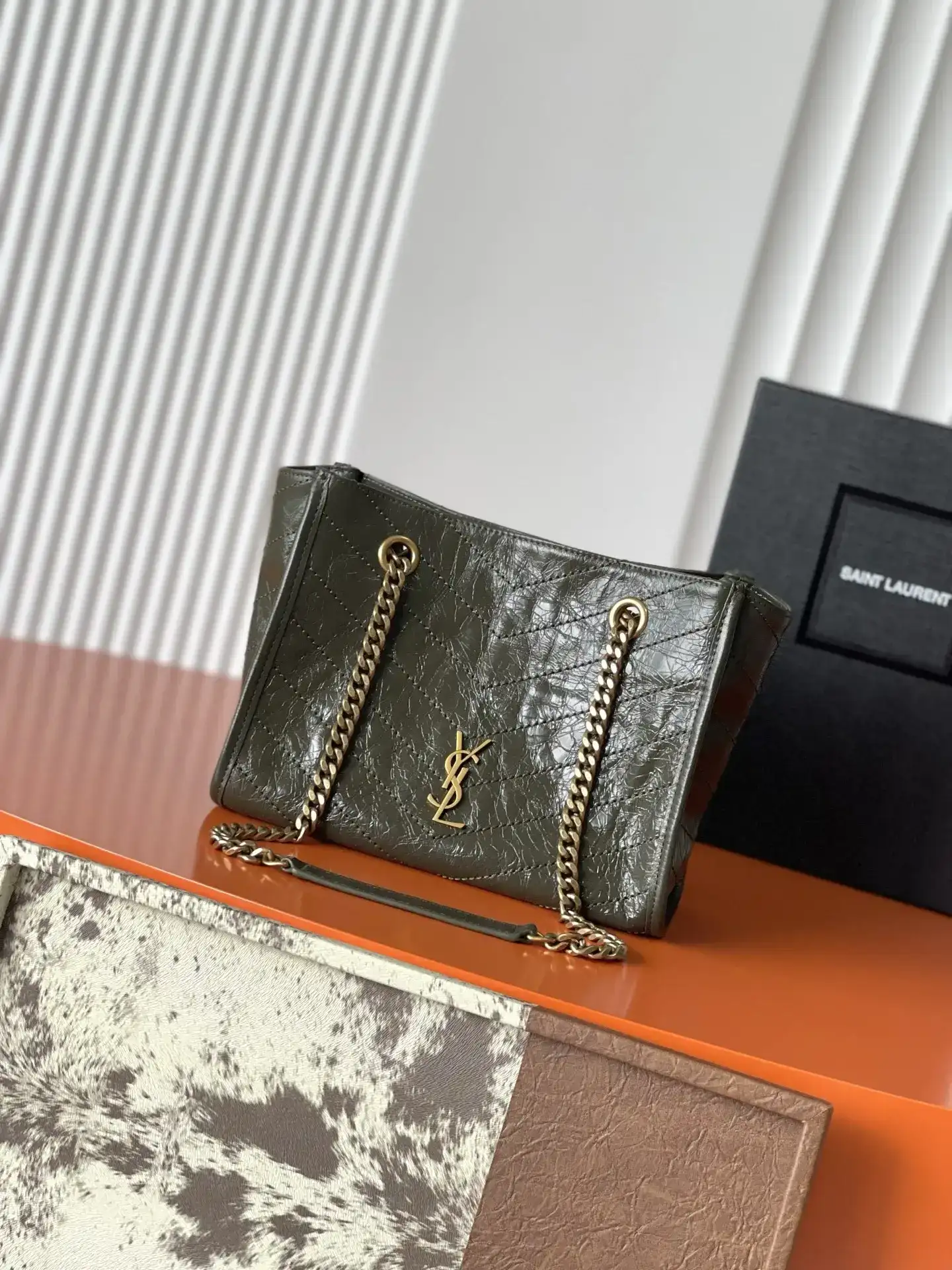 Saint Laurent Niki Green Calfskin Tote Bag product photo from LabelPicks