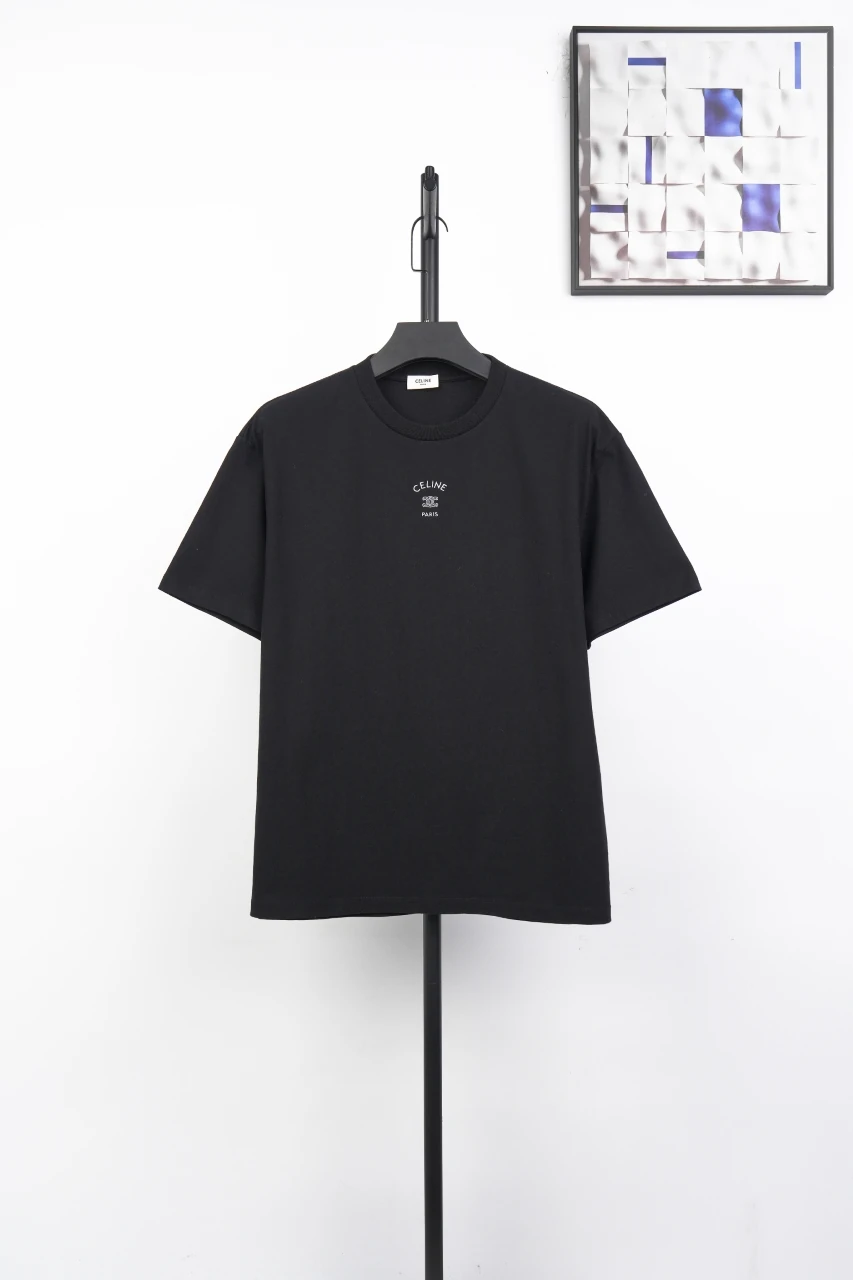 CELINE Black Triomphe Embroidered T-Shirt product photo from LabelPicks