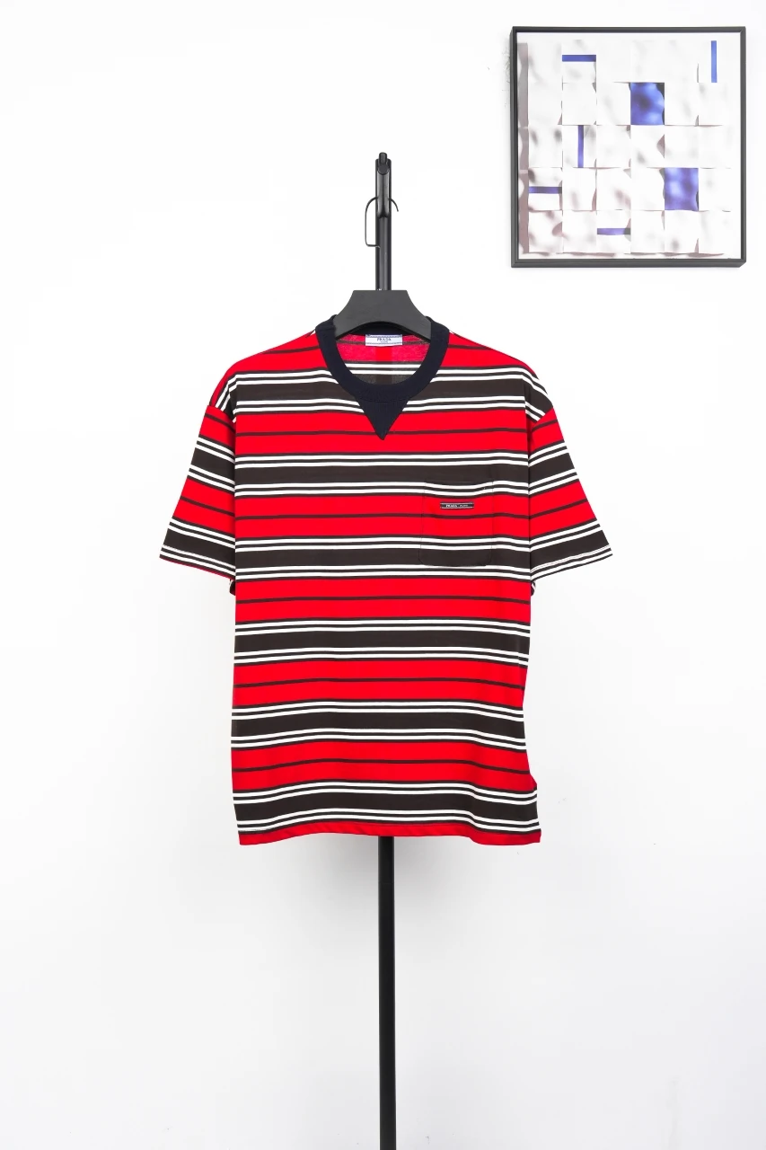 Prada Red Striped Drop-Shoulder Short Sleeve Polo product photo from LabelPicks