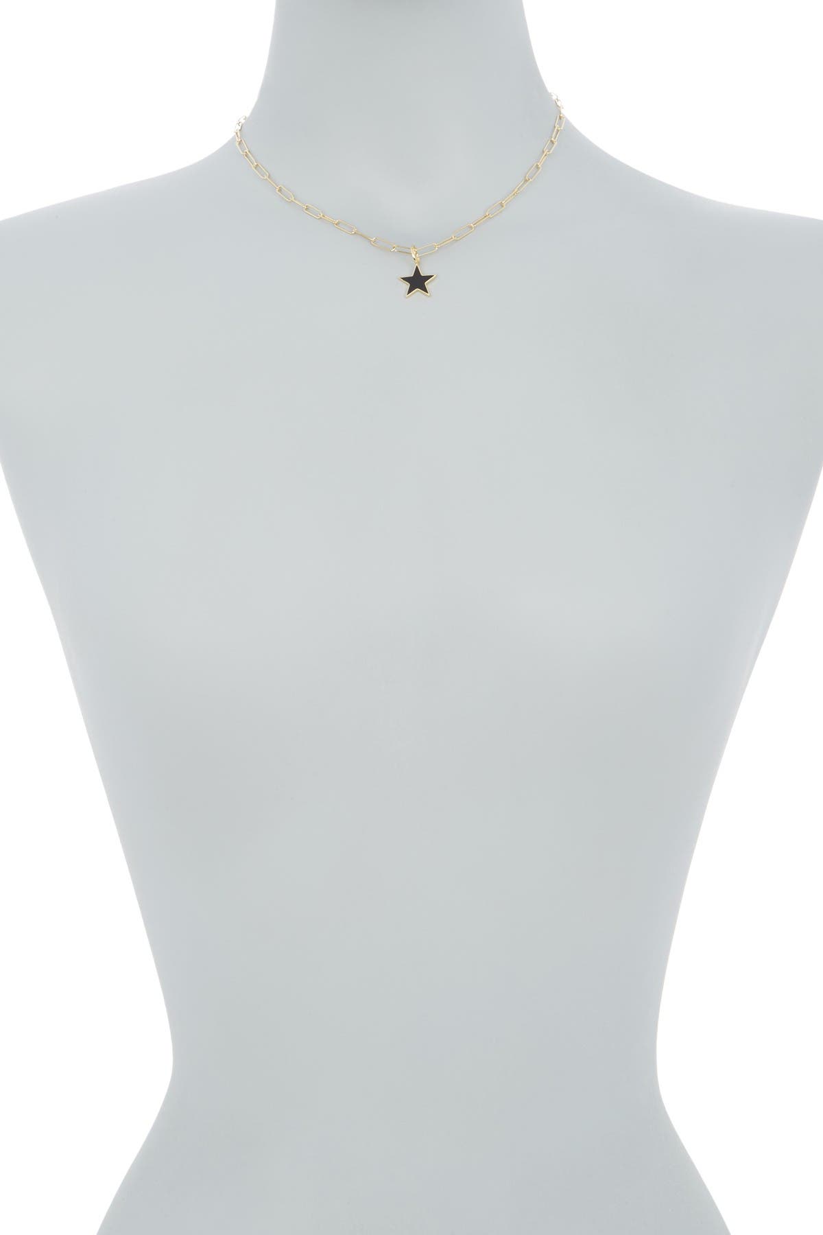 Adornia Water Resistant Enamel Star Pendant & Paperclip Chain Necklace