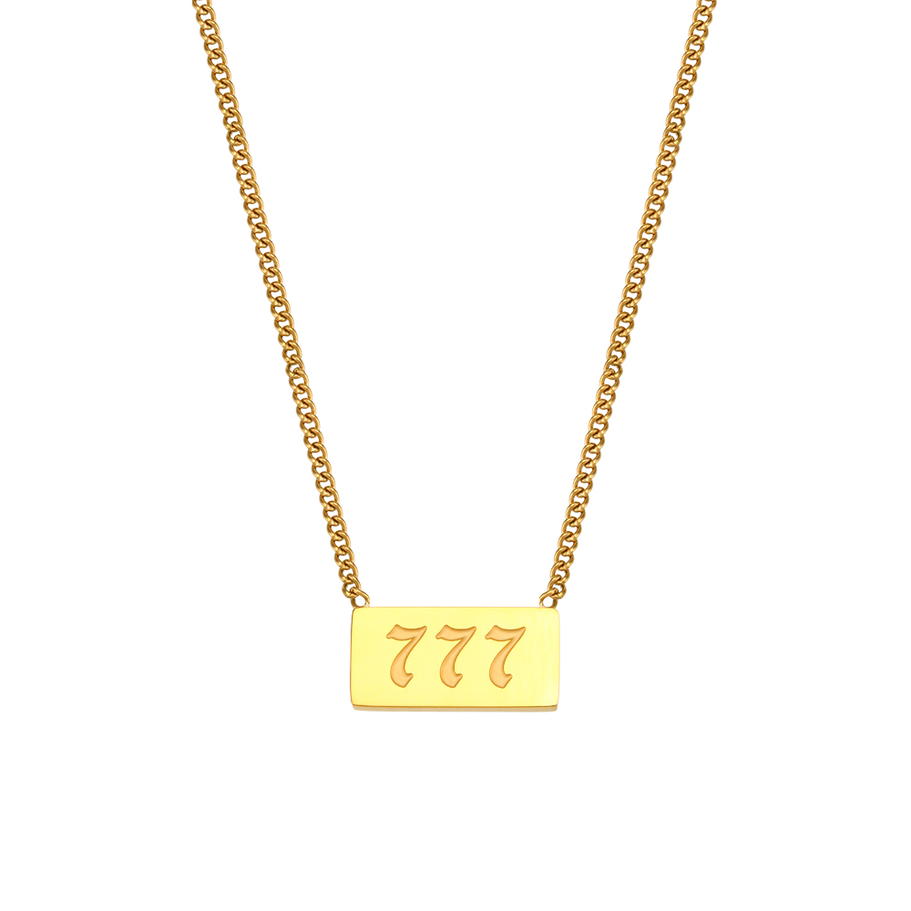 2022 New Square 777 Necklace 18k Gold