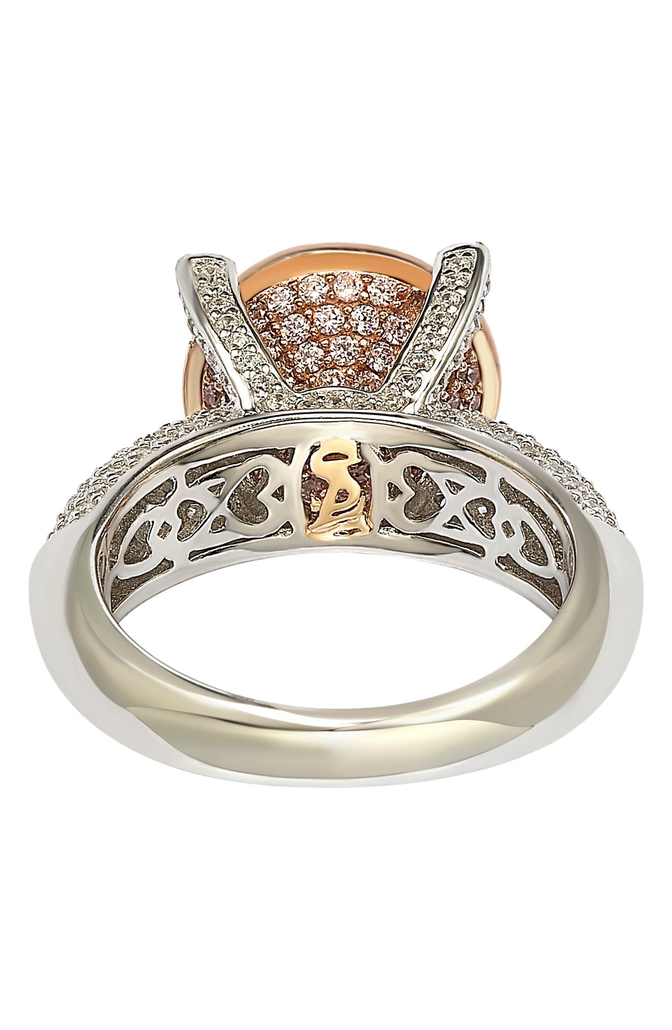SUZY LEVIAN Sterling Silver & 14K Rose Gold Plated Pavé Pink CZ Ring