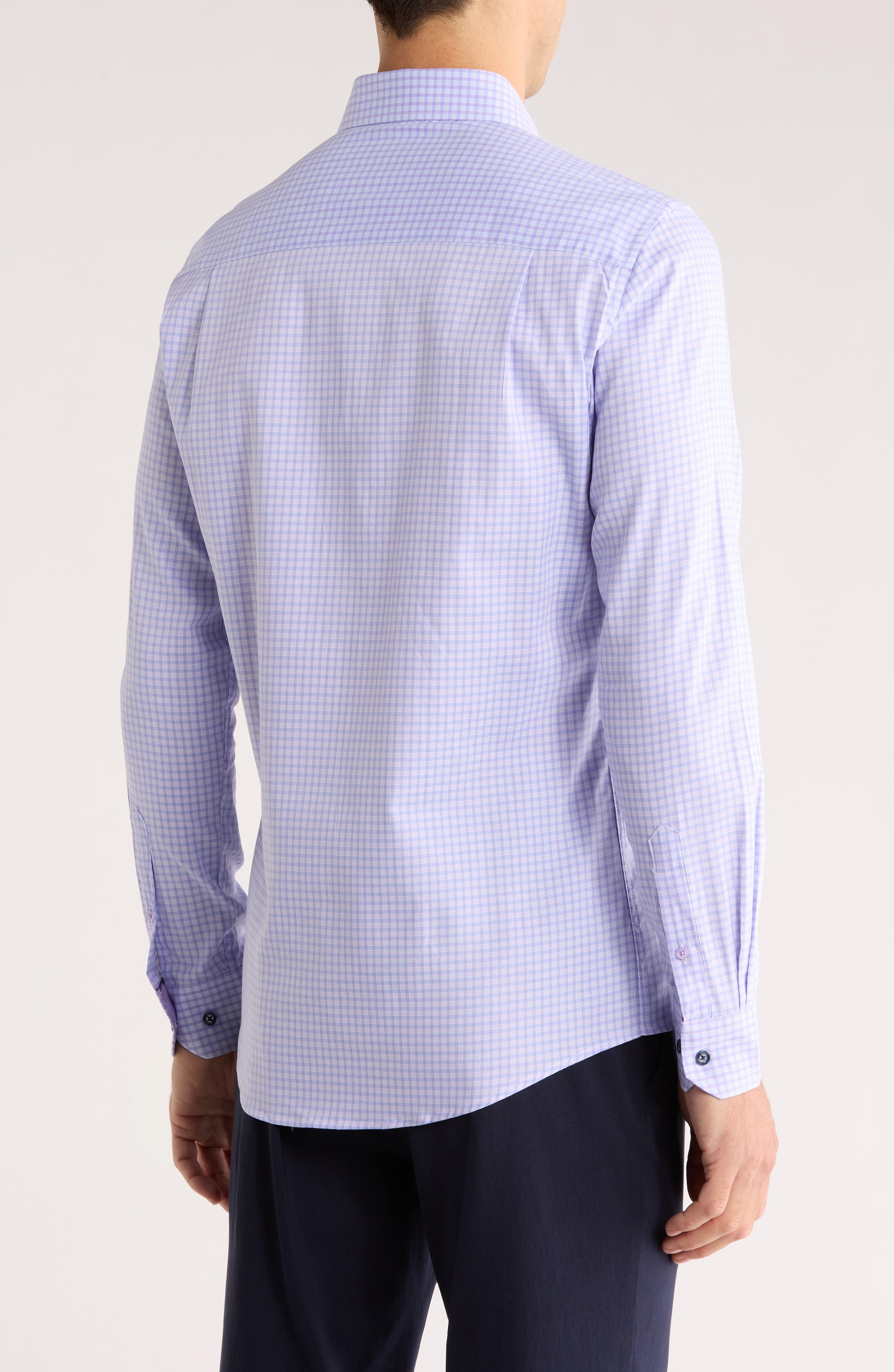 Duchamp Tailored Fit Check Stretch Cotton Dress Shirt