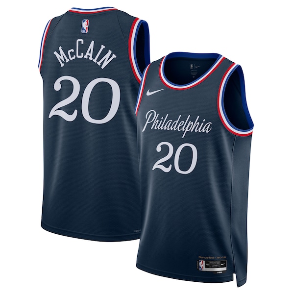Jared McCain Philadelphia 76ers Nike Unisex 2025/26 Swingman Jersey - Navy - City Edition