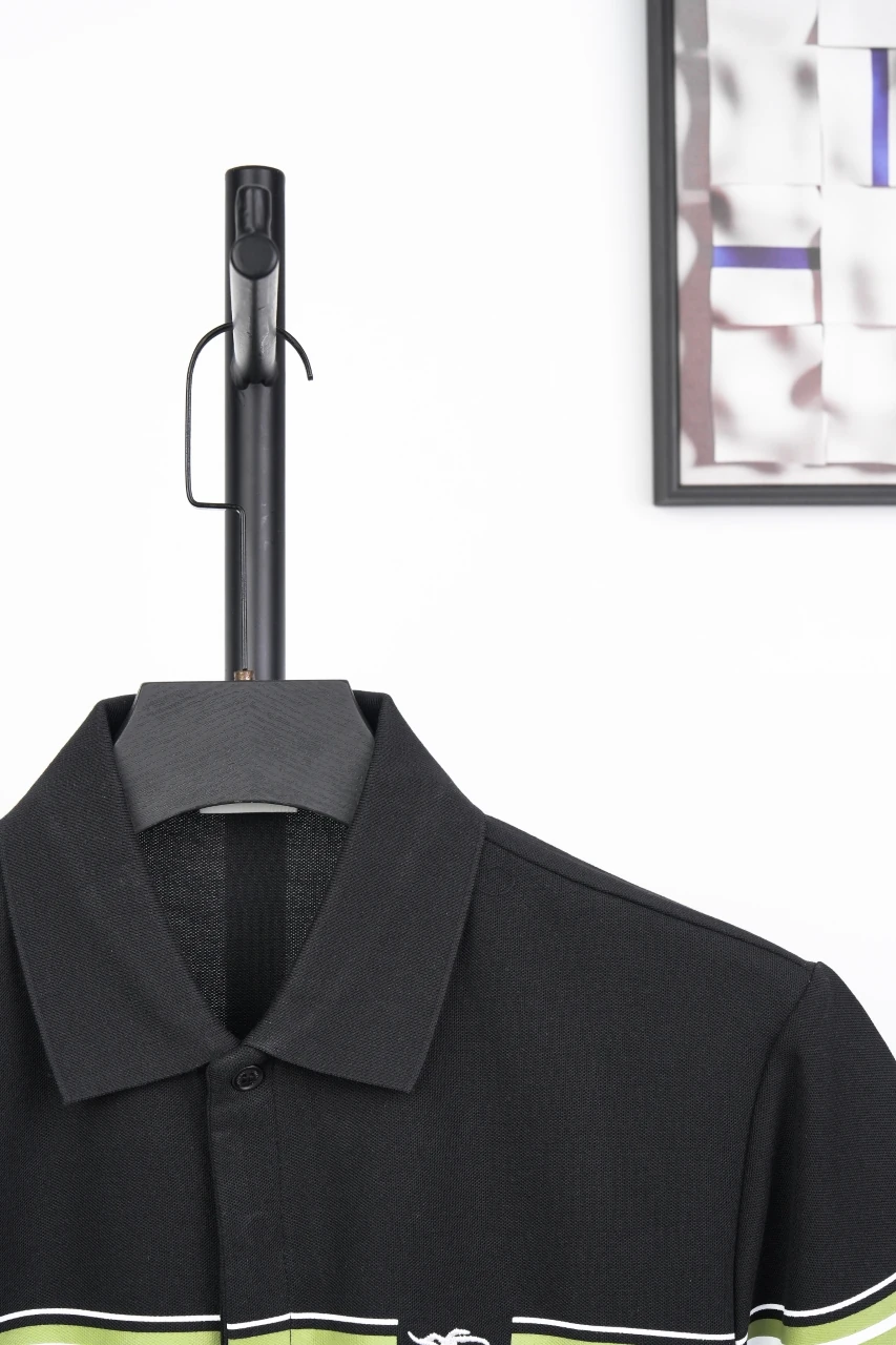 Burberry Black Stripe Equestrian Knight Embroidered Polo Shirt product photo from LabelPicks