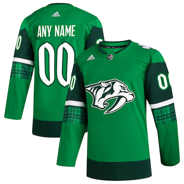 Nashville Predators adidas St. Patrick's Day Authentic Custom Jersey - Kelly Green