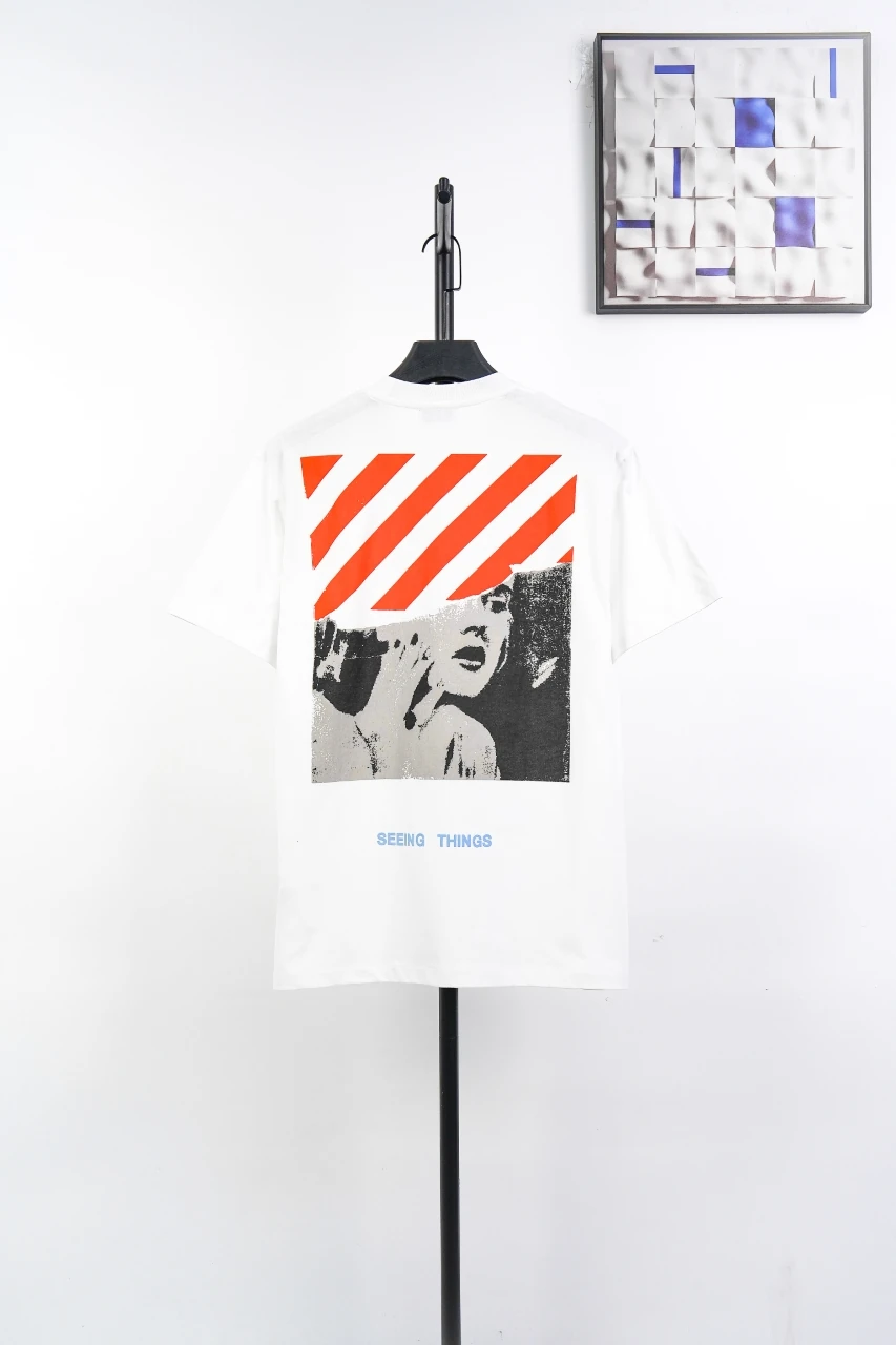 Off-White White Red Stripe Collage T-Shirt product photo from LabelPicks