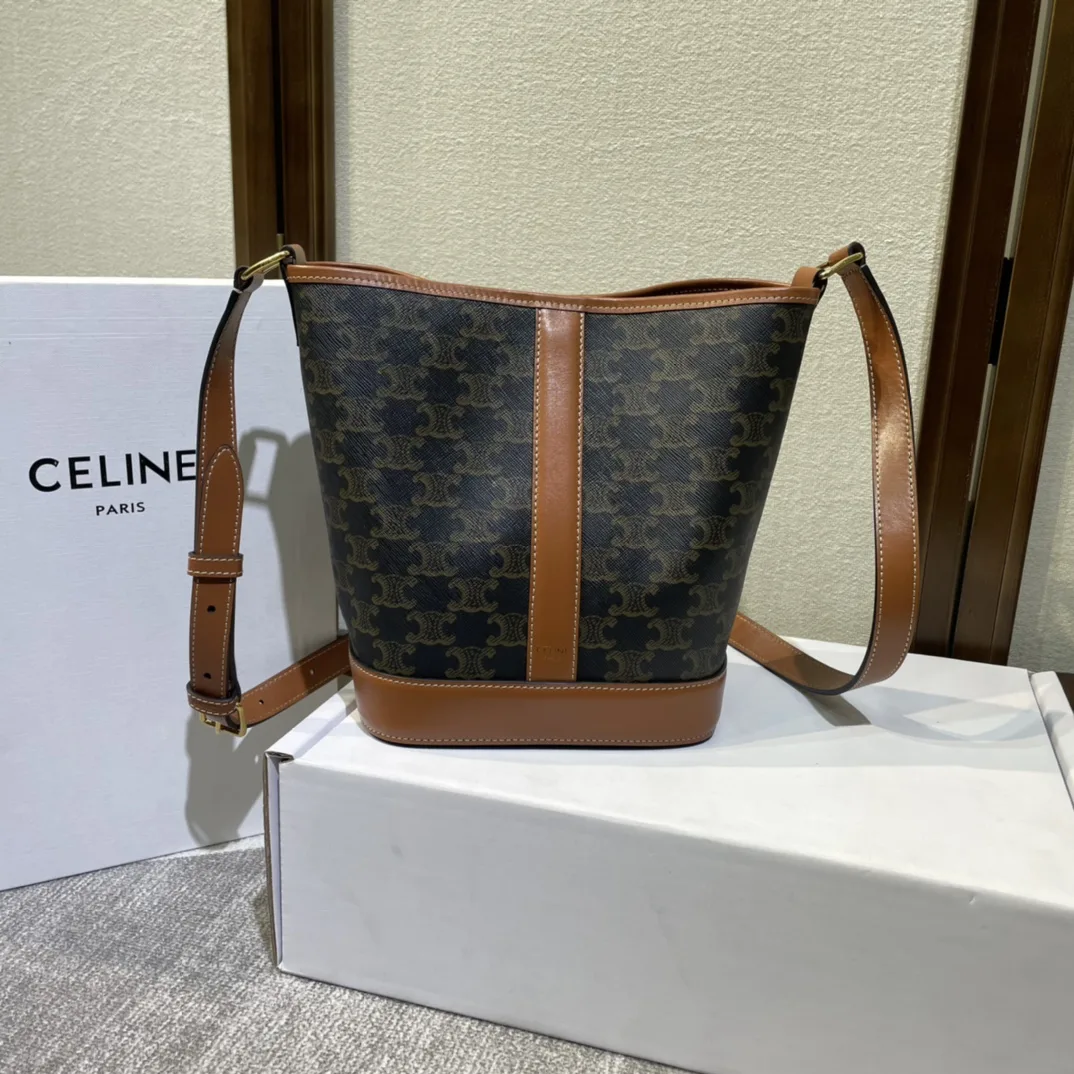 Celine Folco Triomphe Canvas Bucket Bag product photo from LabelPicks