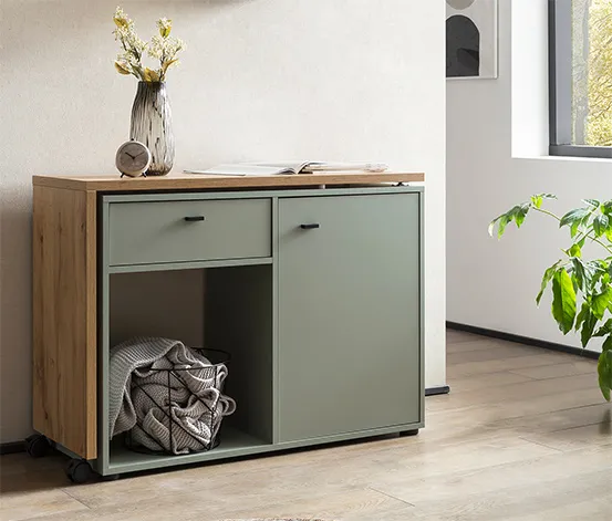 2-in-1-Drehtischschrank, pistazie/eiche