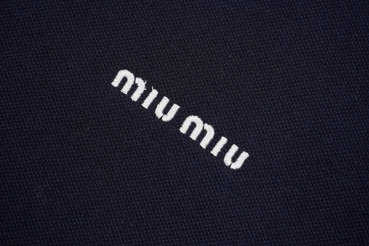 Miu Miu Navy Stripe Collar Logo Embroidered Jacket product photo from LabelPicks