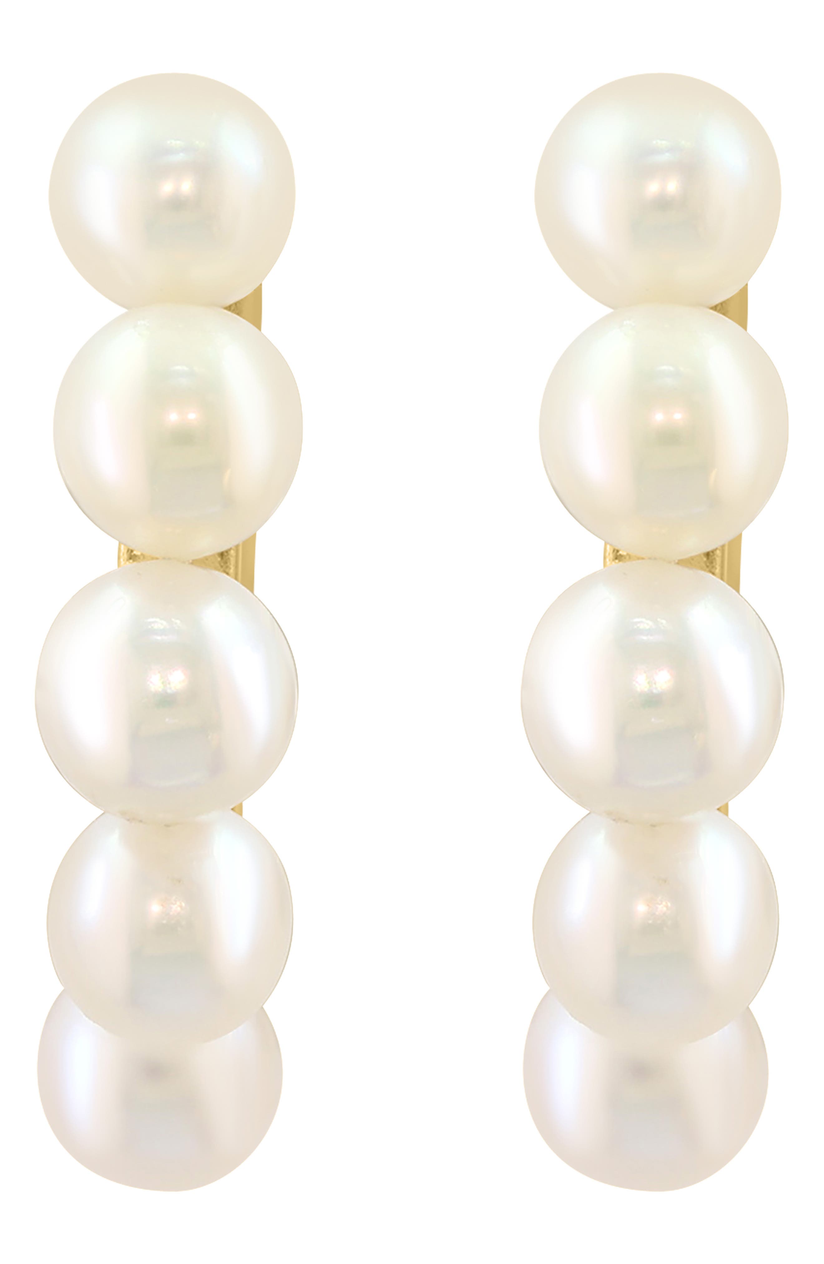 EFFY 14K Gold Freshwater Pearl Hoop Earrings