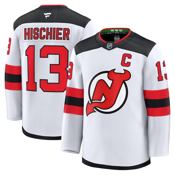 Nico Hischier New Jersey Devils  Away Premium Jersey - White/Black/Red