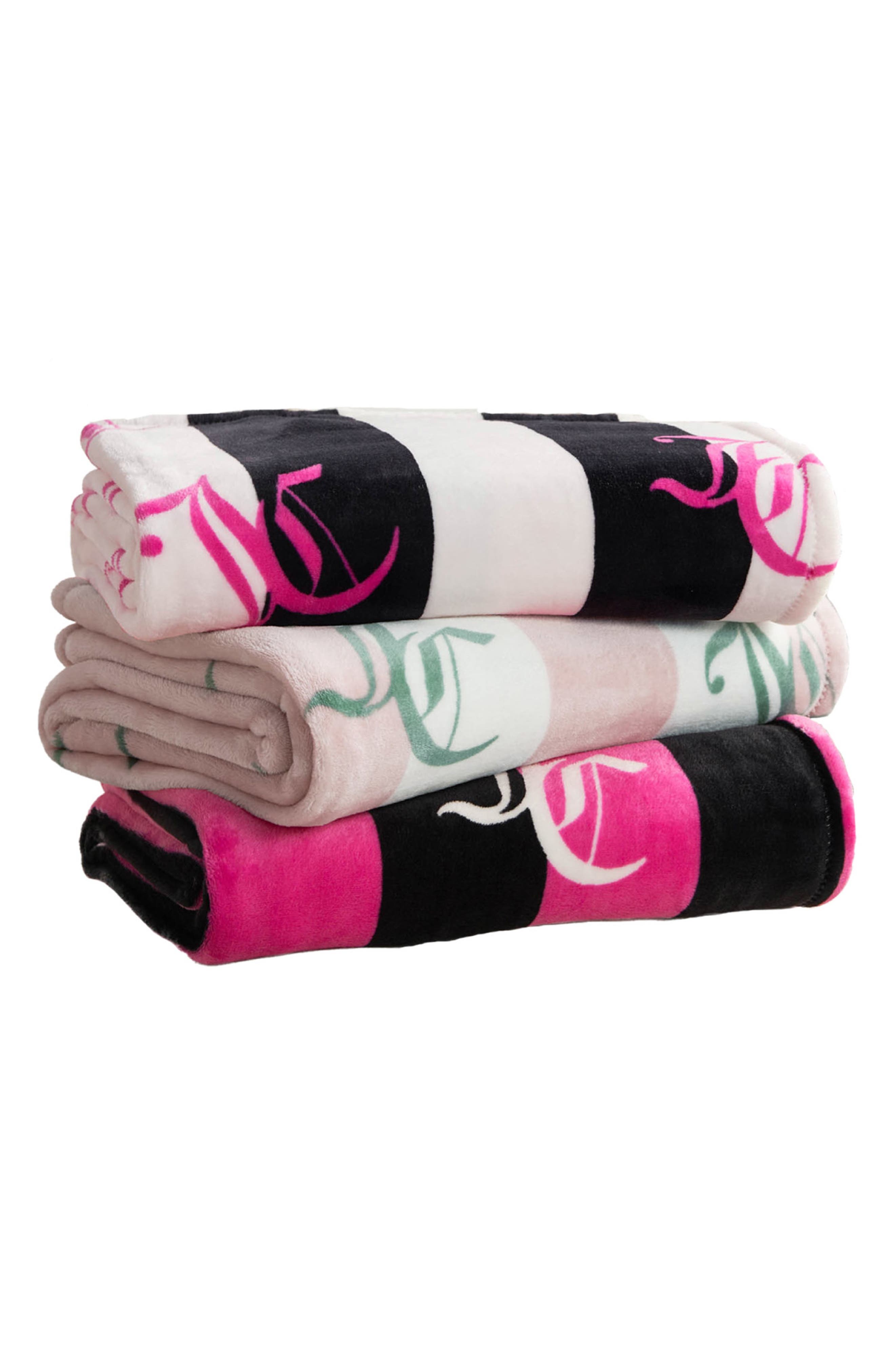 Juicy Couture Cabana Hot Plush Throw Blanket