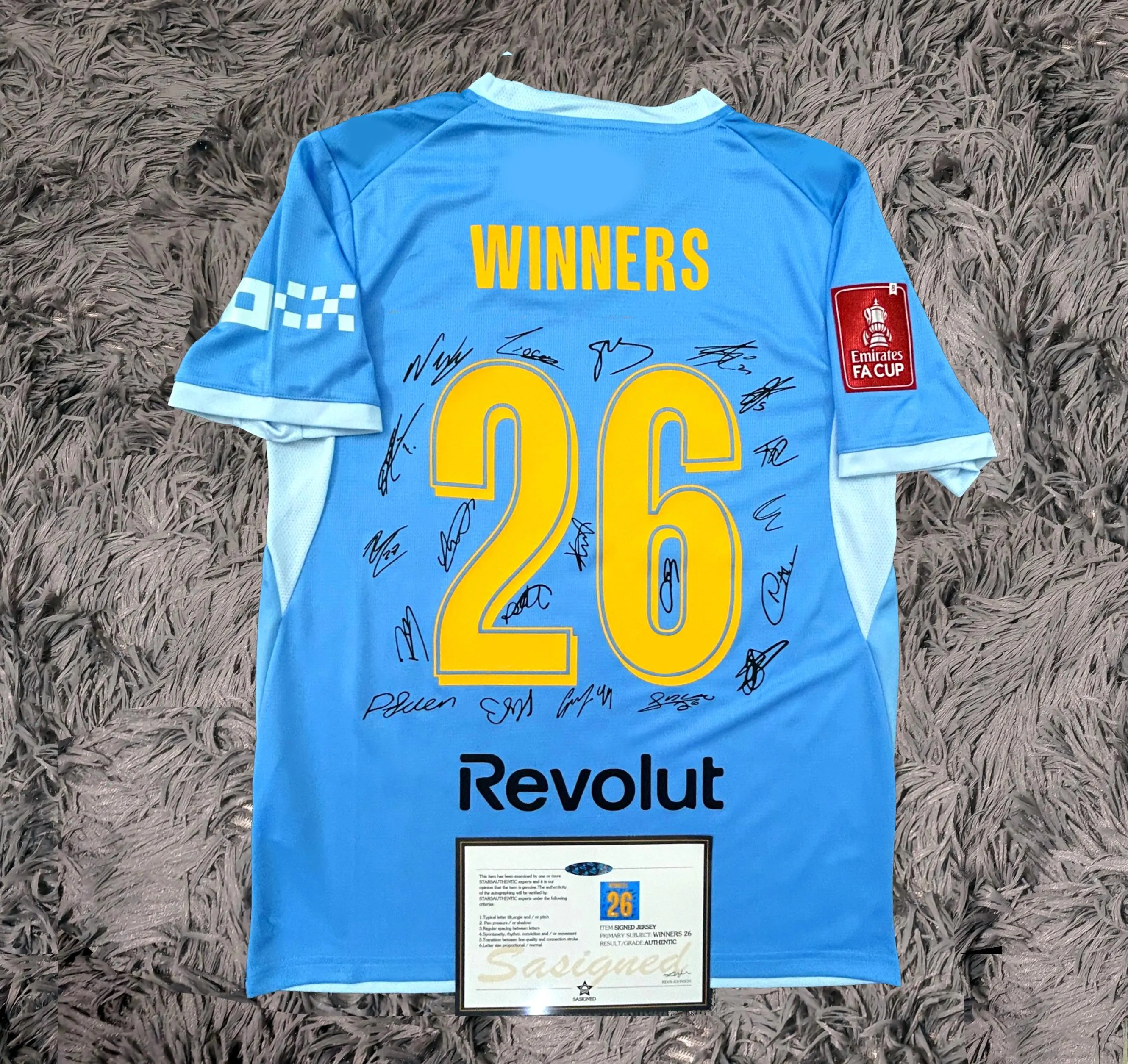 Man City Team SIGNED 25/26 FA Cup Winners Shirt Jersey - COA - 2025