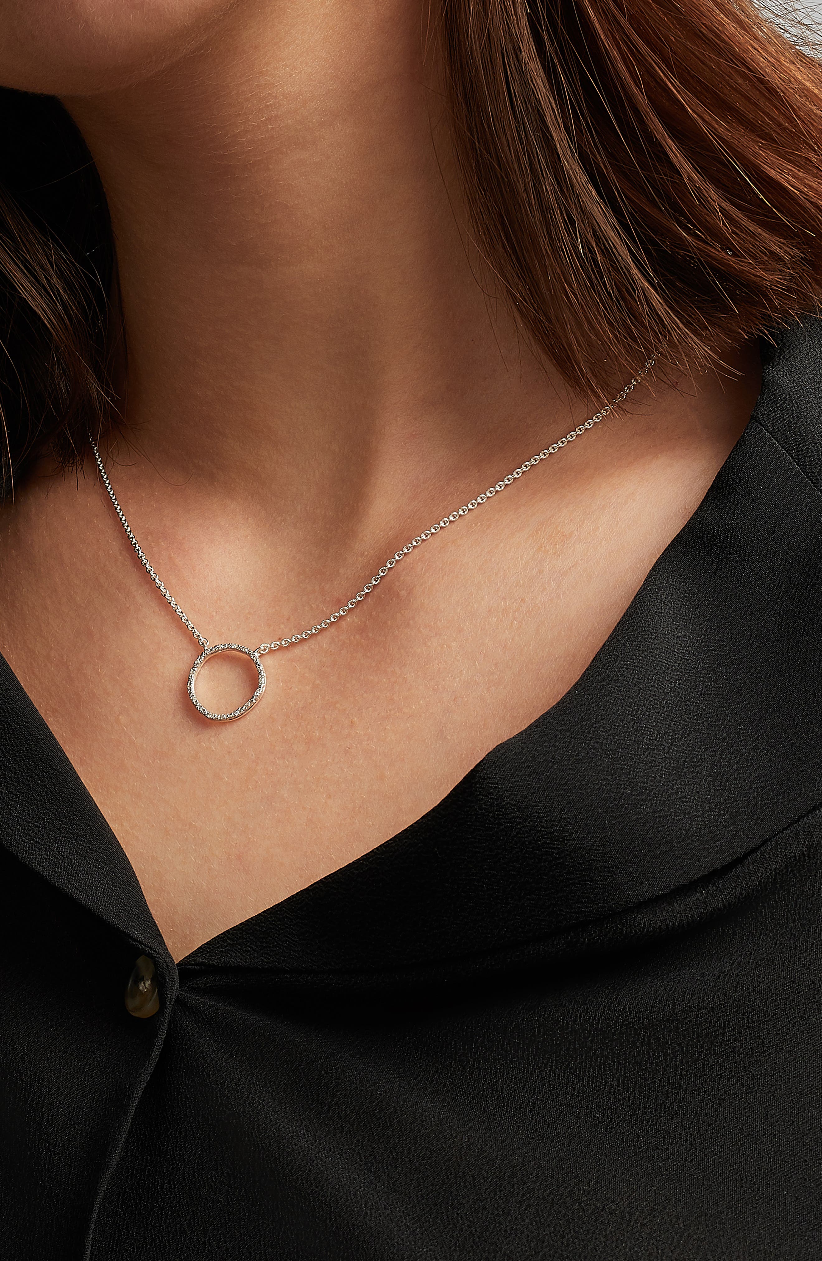 Monica Vinader Riva Circle Diamond Pendant Necklace