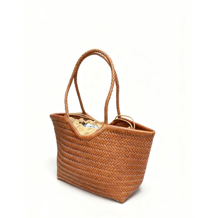 Cognac Straw Tote Bag Women