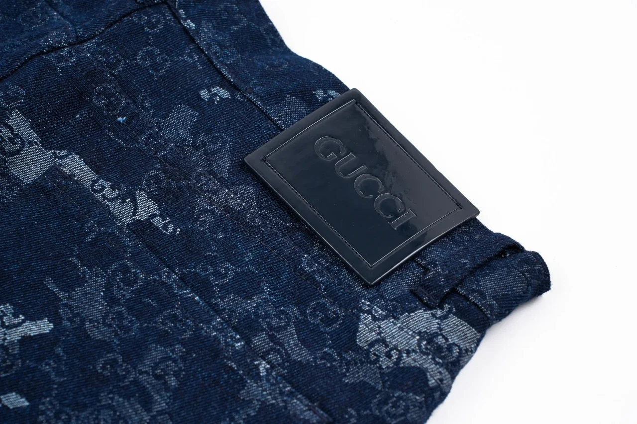 GUCCI Blue White Marble GG Denim Pants product photo from LabelPicks