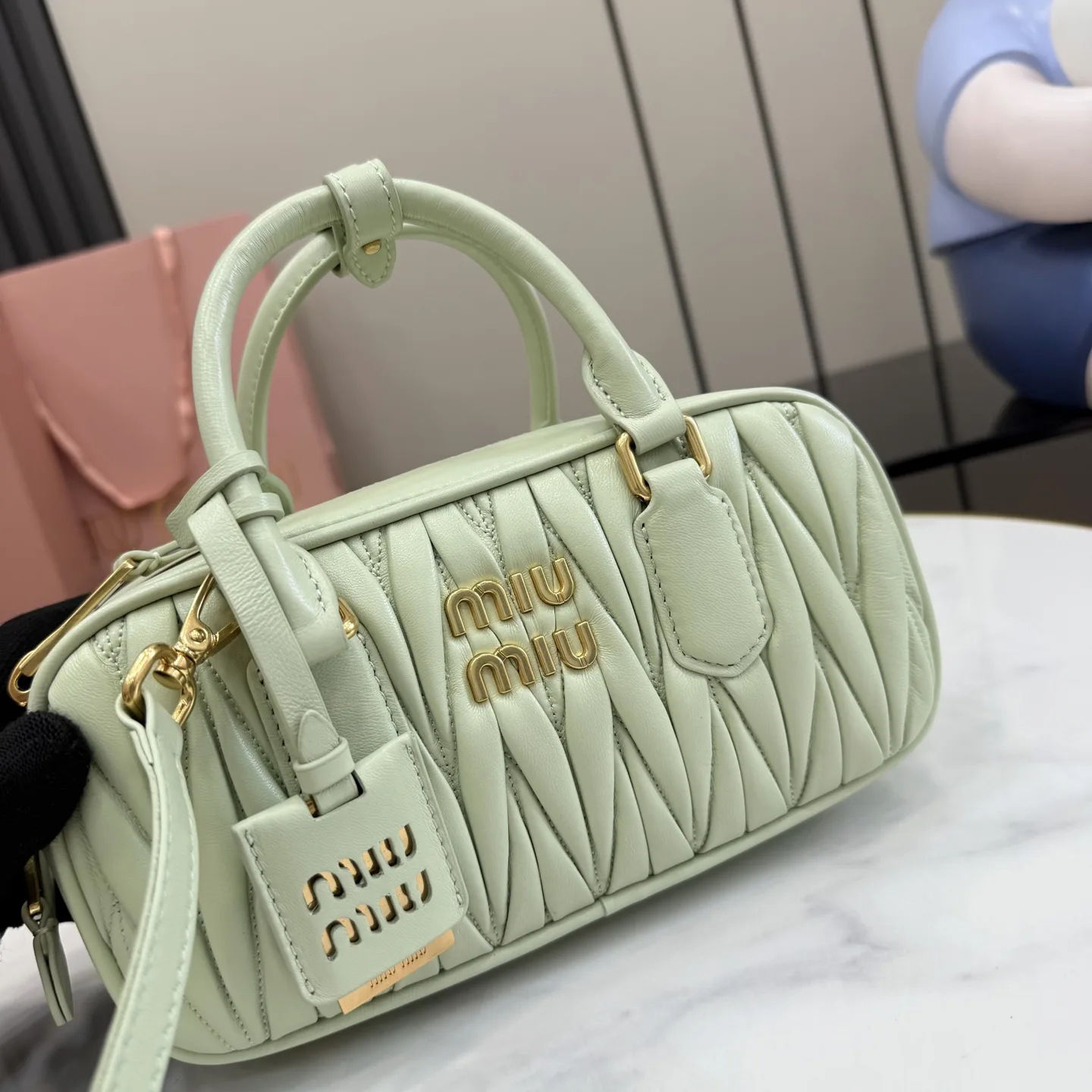 Miu Miu Matelasse Green Lambskin Top Handle Bag product photo from LabelPicks