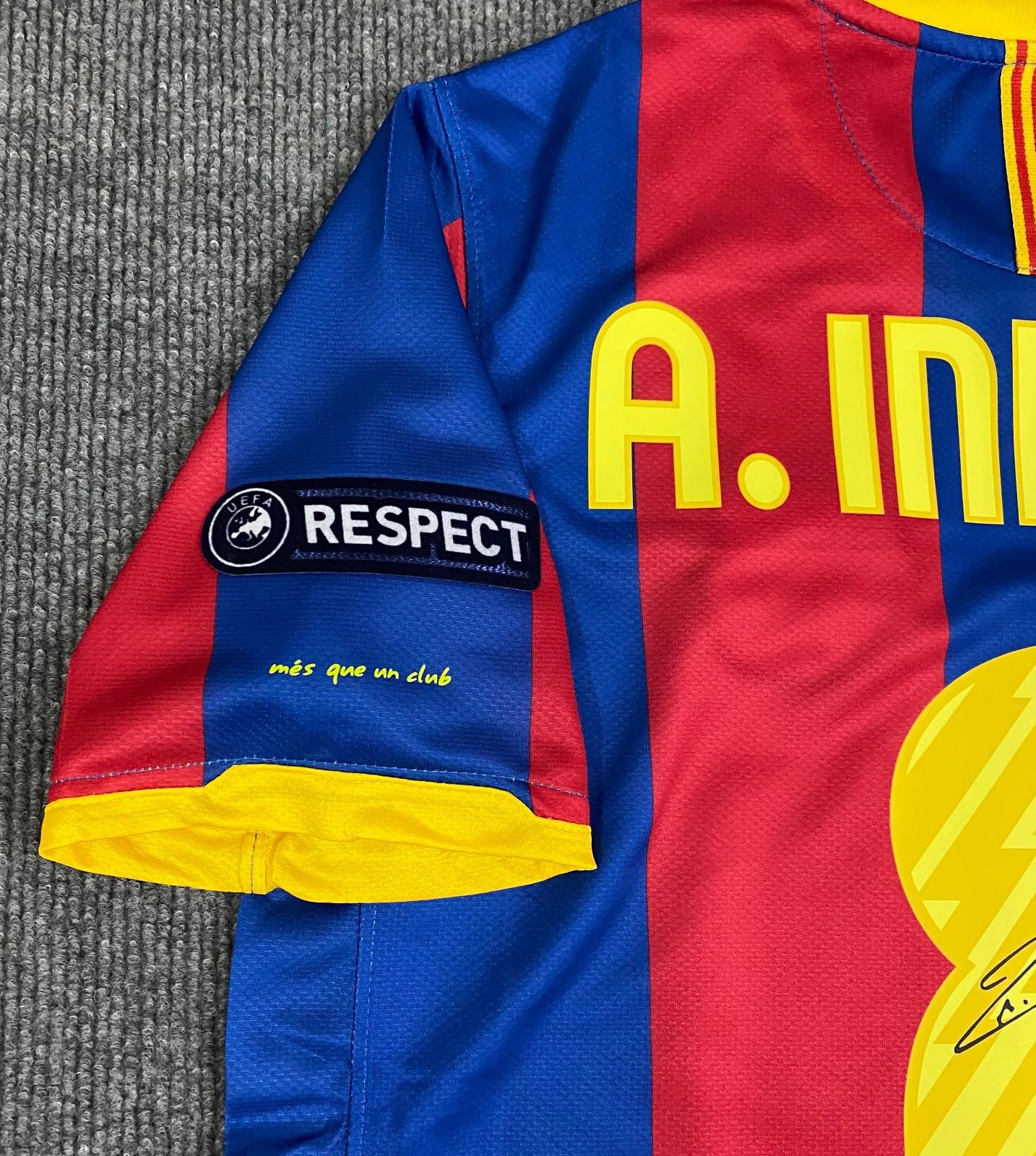 Andr茅s Iniesta SIGNED Barcelona 10/11 Home UCL Final Jersey/Shirt - COA - 2011 Retro