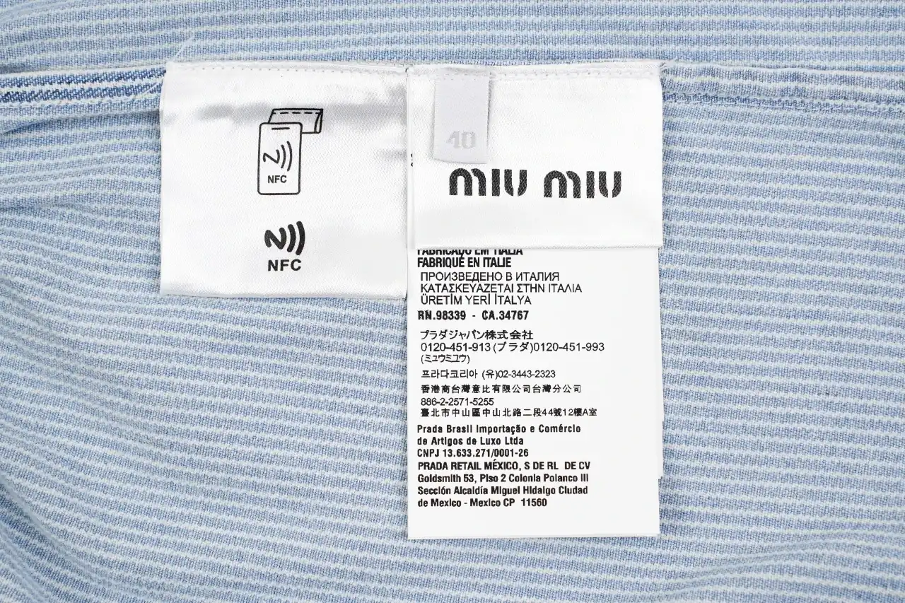 Miu Miu Light Blue Striped Denim Jacket product photo from LabelPicks