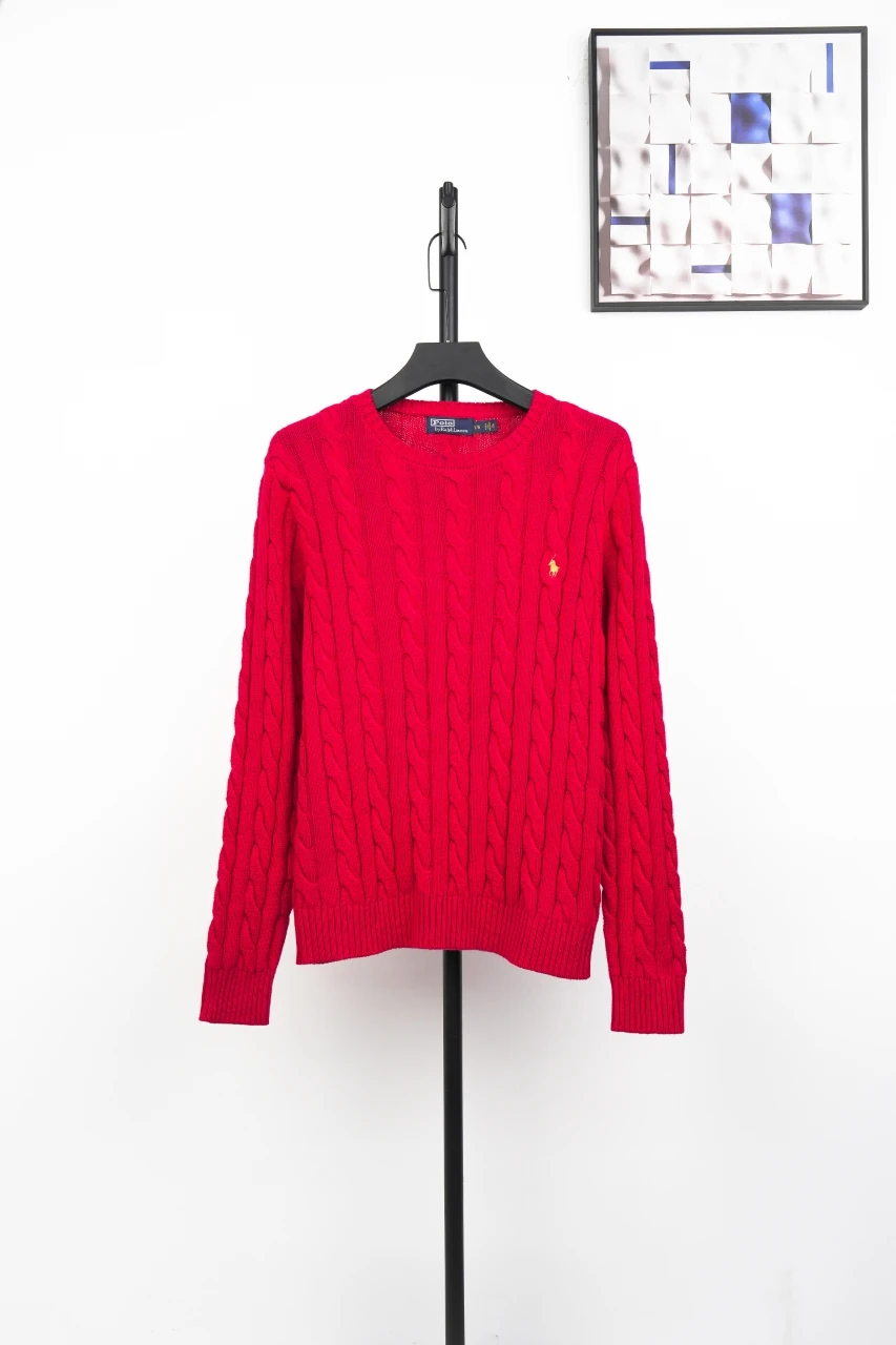 Ralph Lauren Red Pony Embroidered Cable Knit Crewneck Sweater product photo from LabelPicks