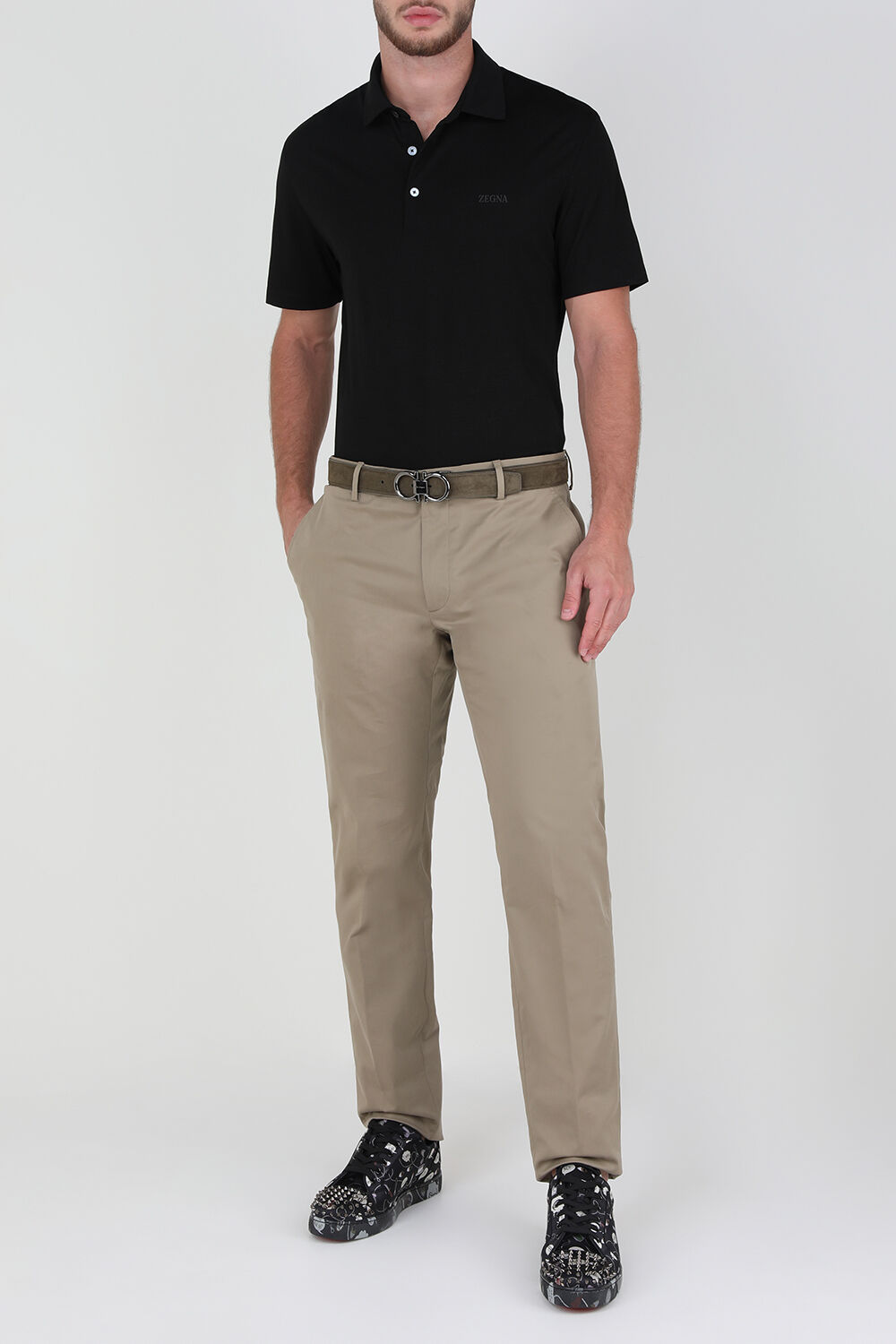 ZEGNA מכנסי כותנה ארוכים