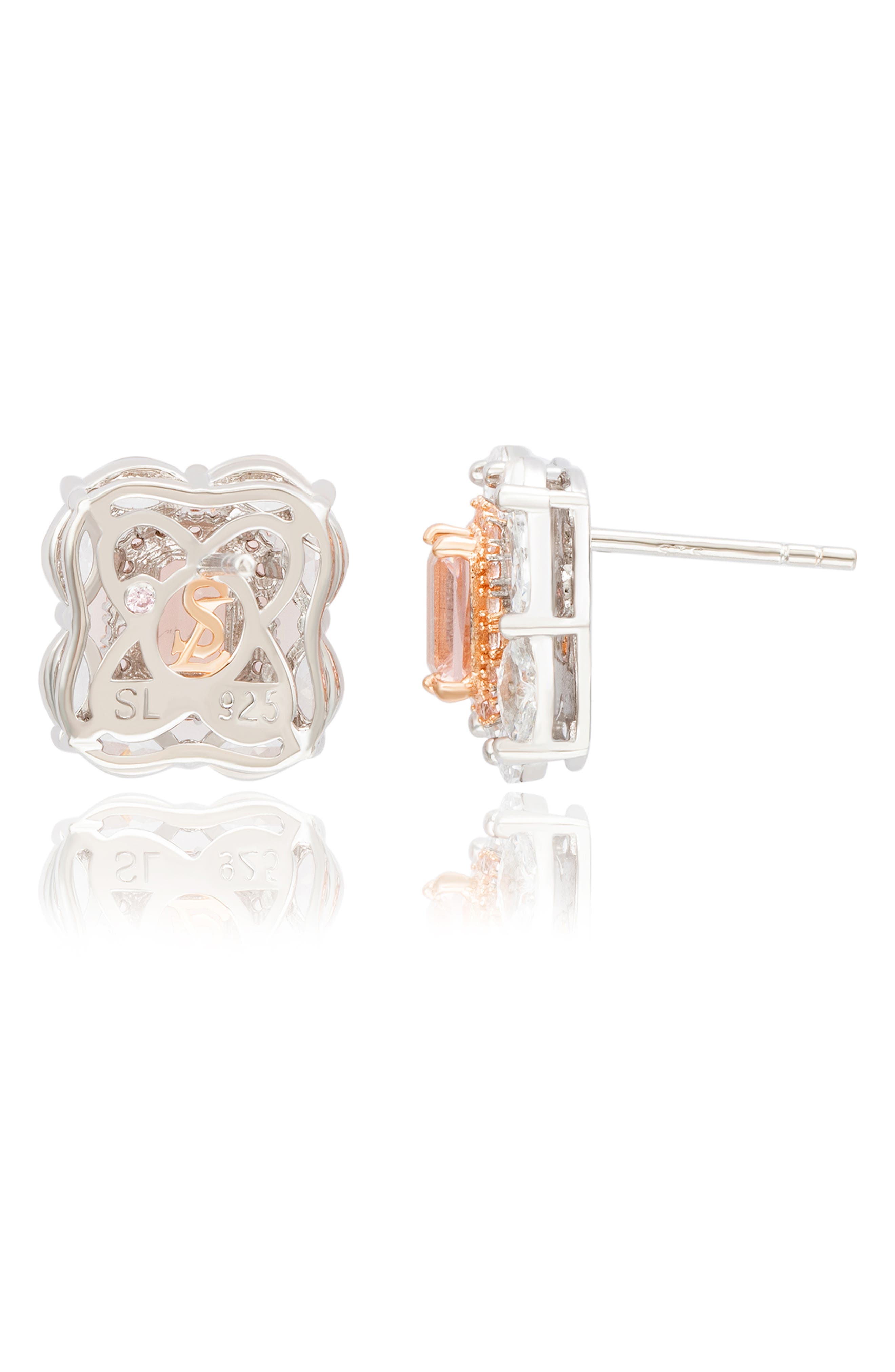 SUZY LEVIAN Sterling Silver Emerald Cut CZ Stud Earrings