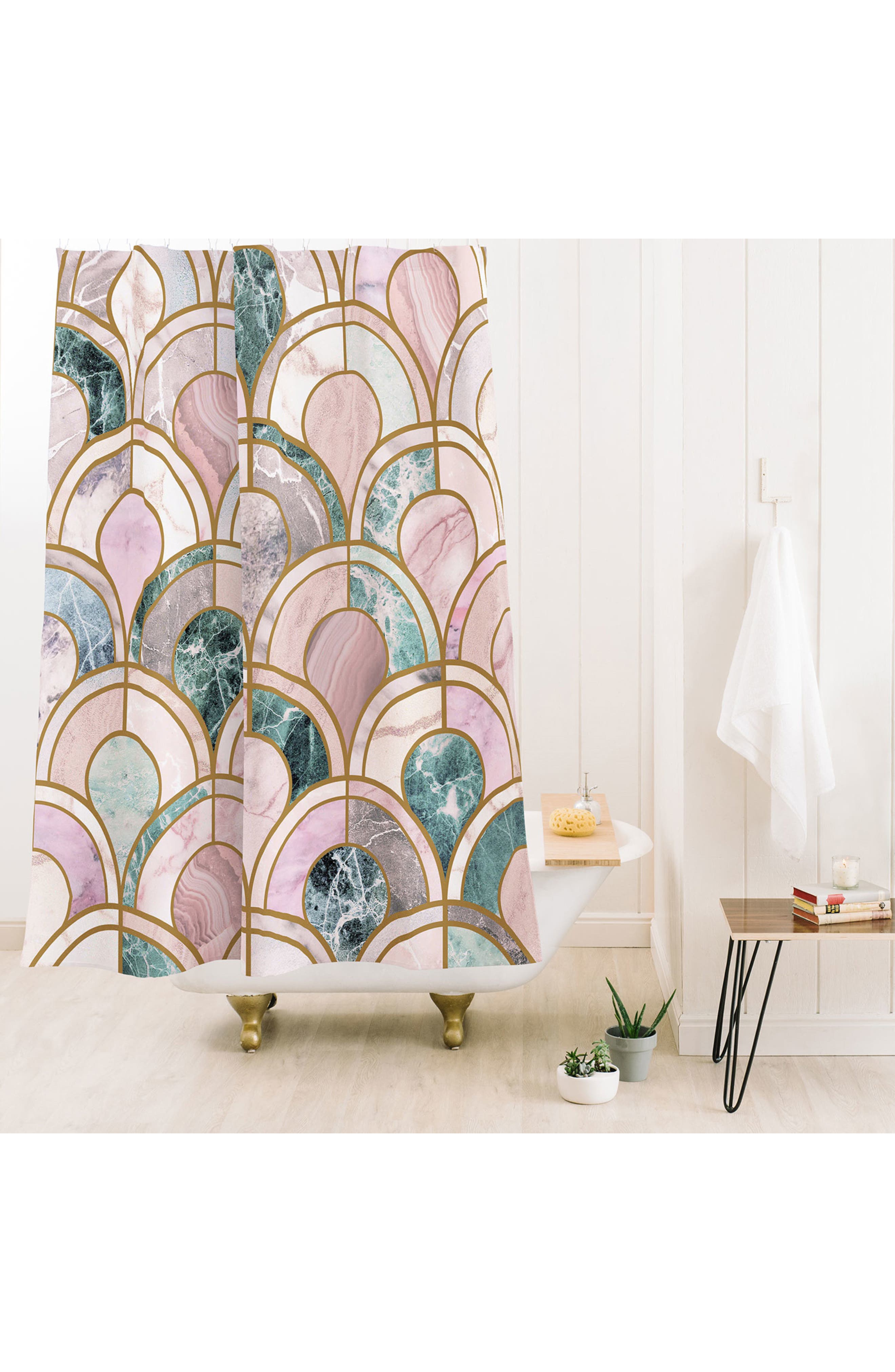 Deny Designs Rose Gold Marble Inlay Shower Curtain