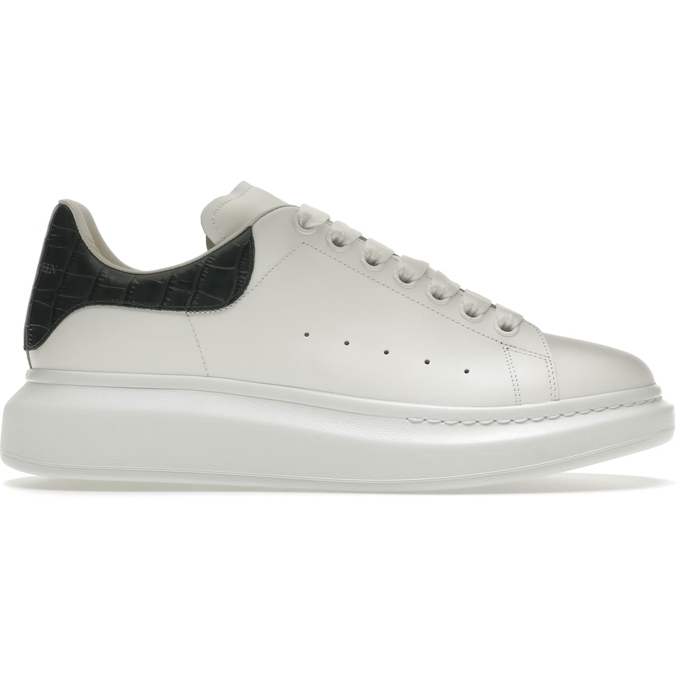 Alexander McQueen Oversized White Forest Green Embossed Croco