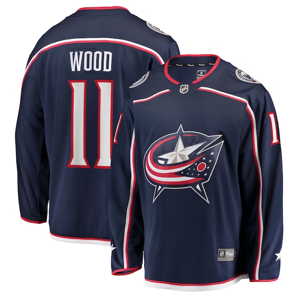 Miles Wood Columbus Blue Jackets  Home Breakaway Jersey - Navy