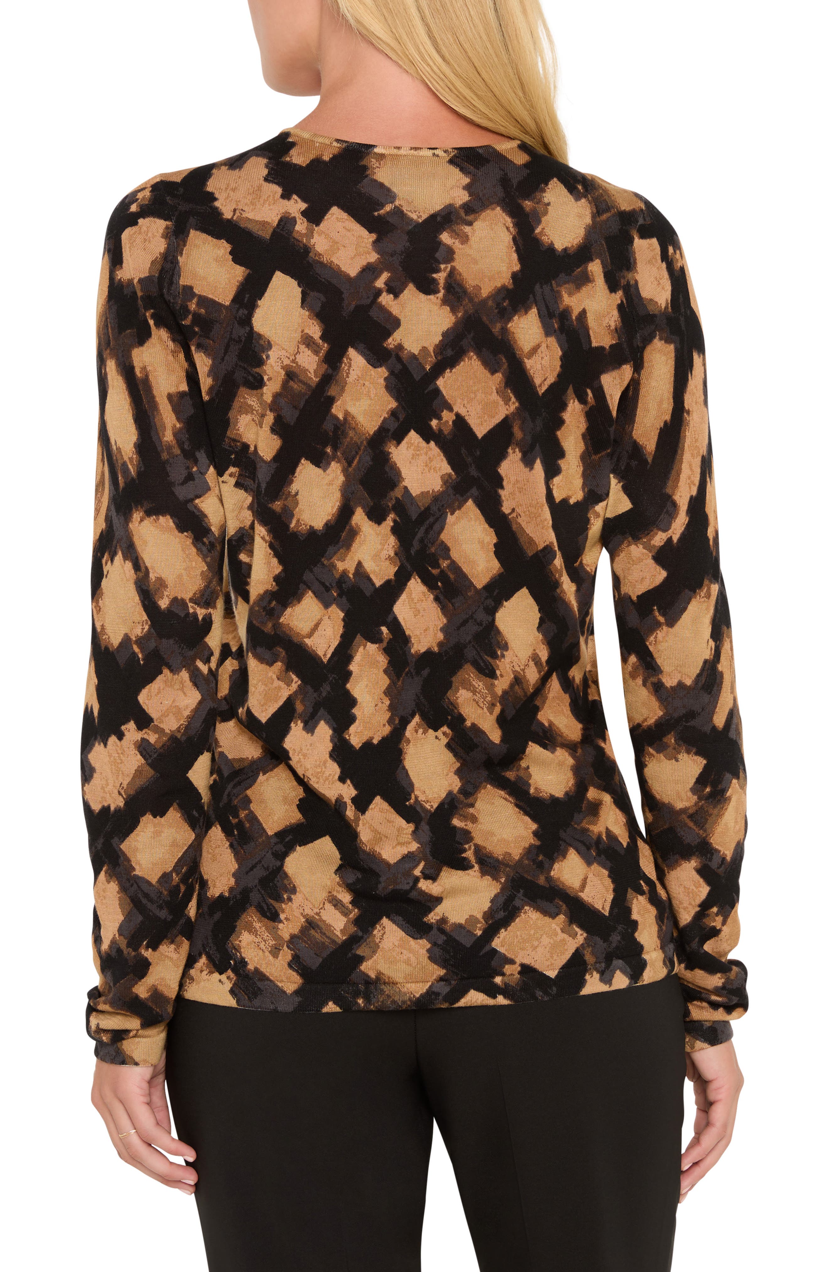 NIC+ZOE Glowy Check Cotton Blend Sweater