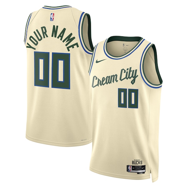 Milwaukee Bucks Nike Unisex 2025/26 City Edition Swingman Custom Jersey - Cream