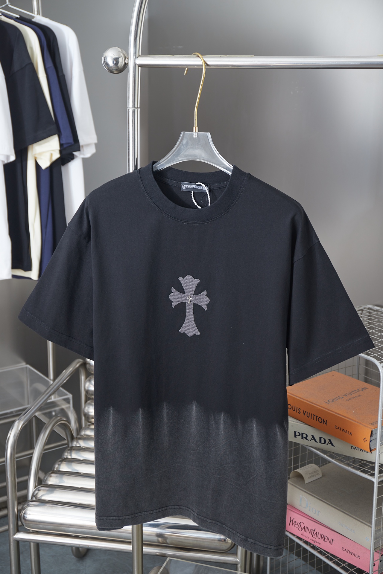 Cross Tie-Dye Print Round Neck T-Shirt