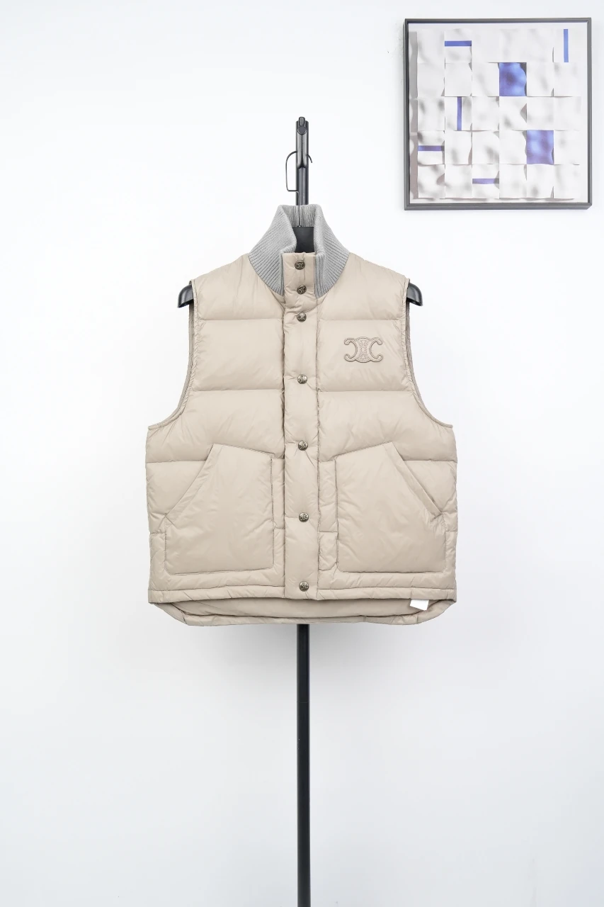 CELINE Beige Quilted Triomphe Stand-Collar Vest product photo from LabelPicks