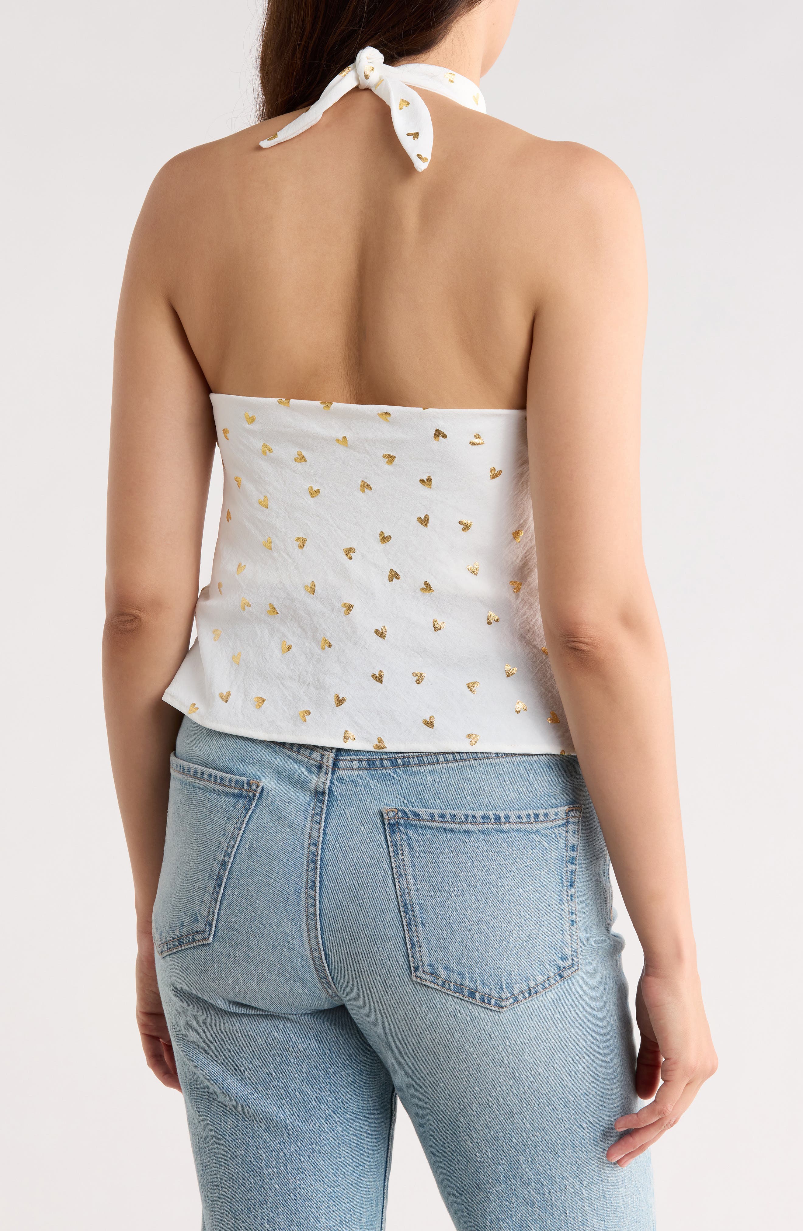 Renee C Heart Print Halter Top