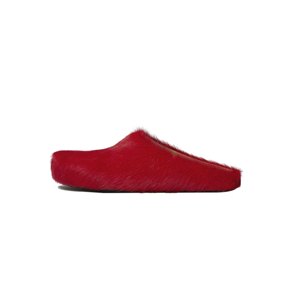 Marni Long hair Calfskin Fussbett Sabot Red SBMS004601P412200R66
