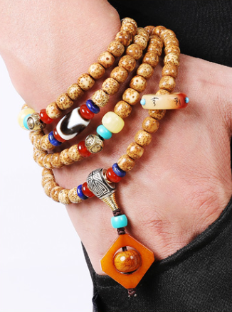 Xingyue Bodhi Ziwen Play Bracelet 108 Beeswax Dzi Beads Bracelet