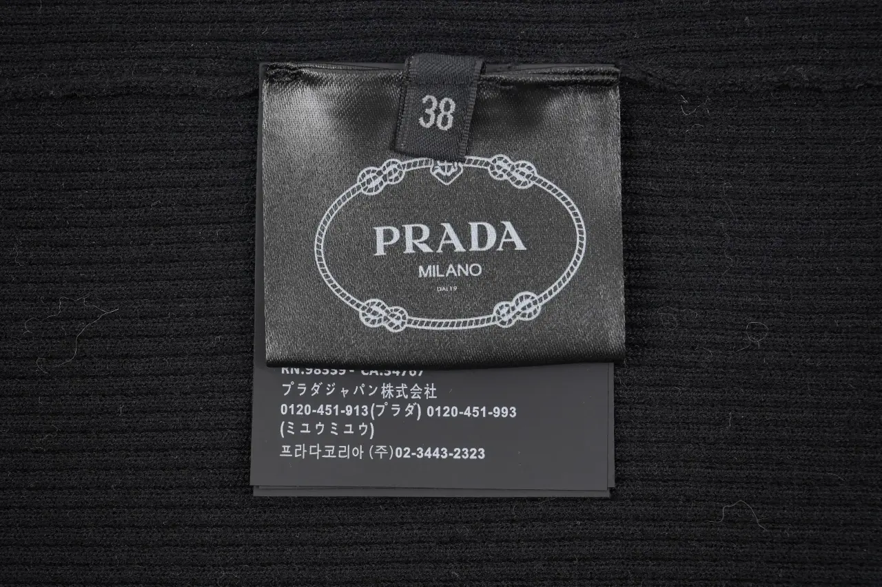 Prada Black Gold Logo Jacquard Recycled Silk Slim Knit Sweater product photo from LabelPicks