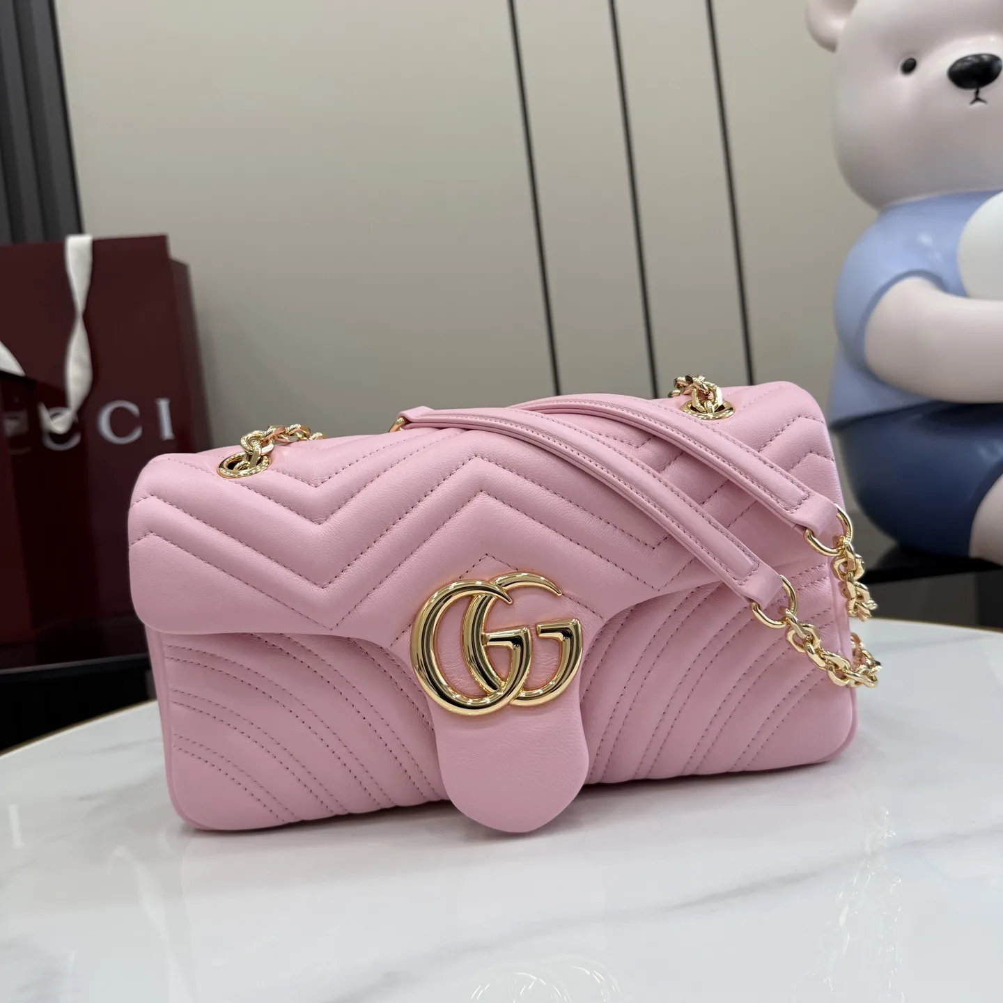 Gucci Pink Marmont GG Supreme Canvas Shoulder Bag product photo from LabelPicks