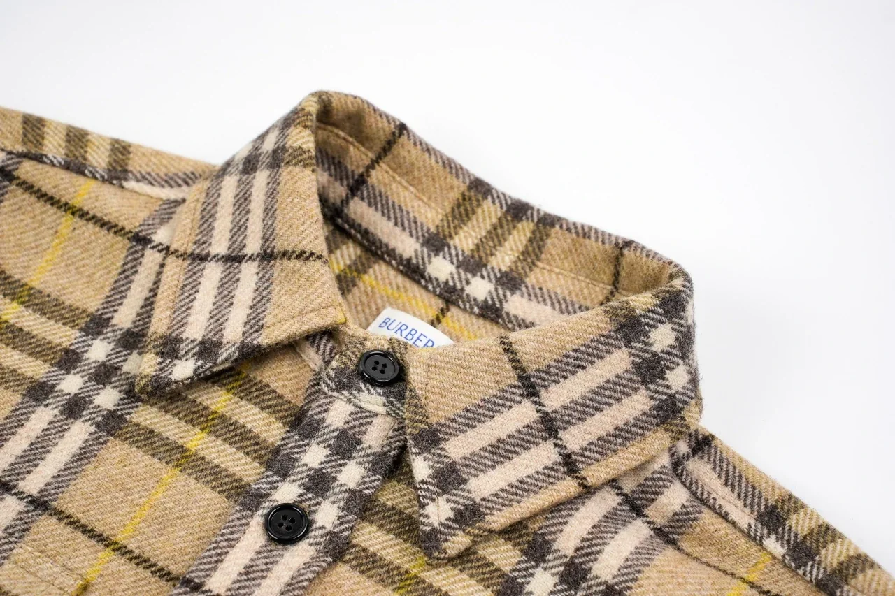 Burberry Beige Check Wool Blend Shirt Jacket product photo from LabelPicks